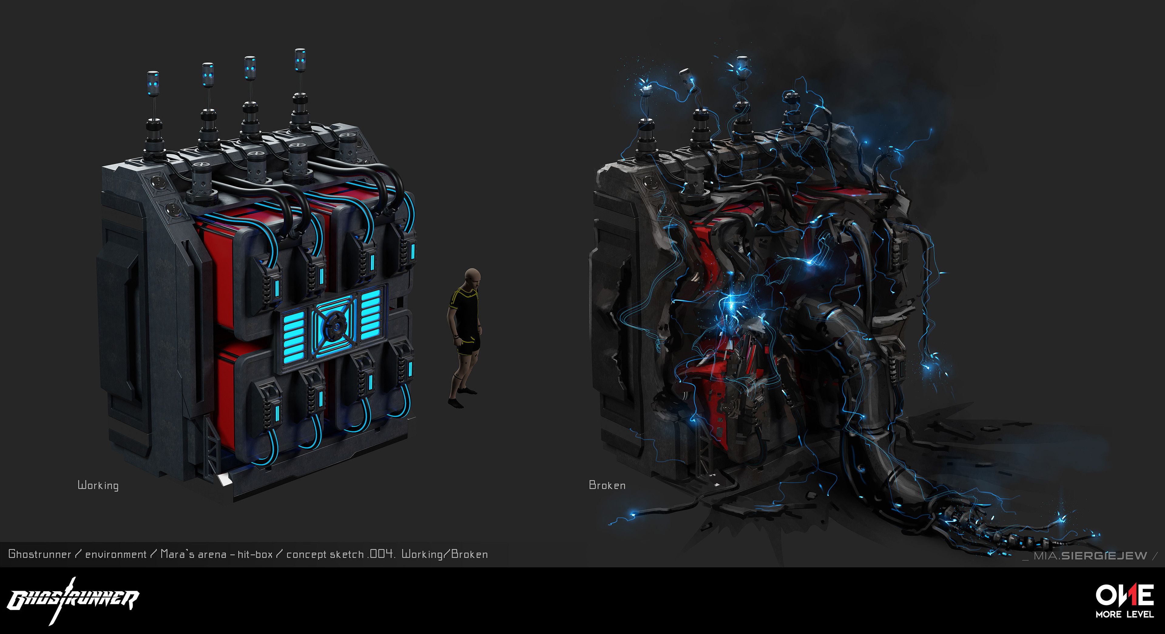 Final hit box design, functional and destroyed version
