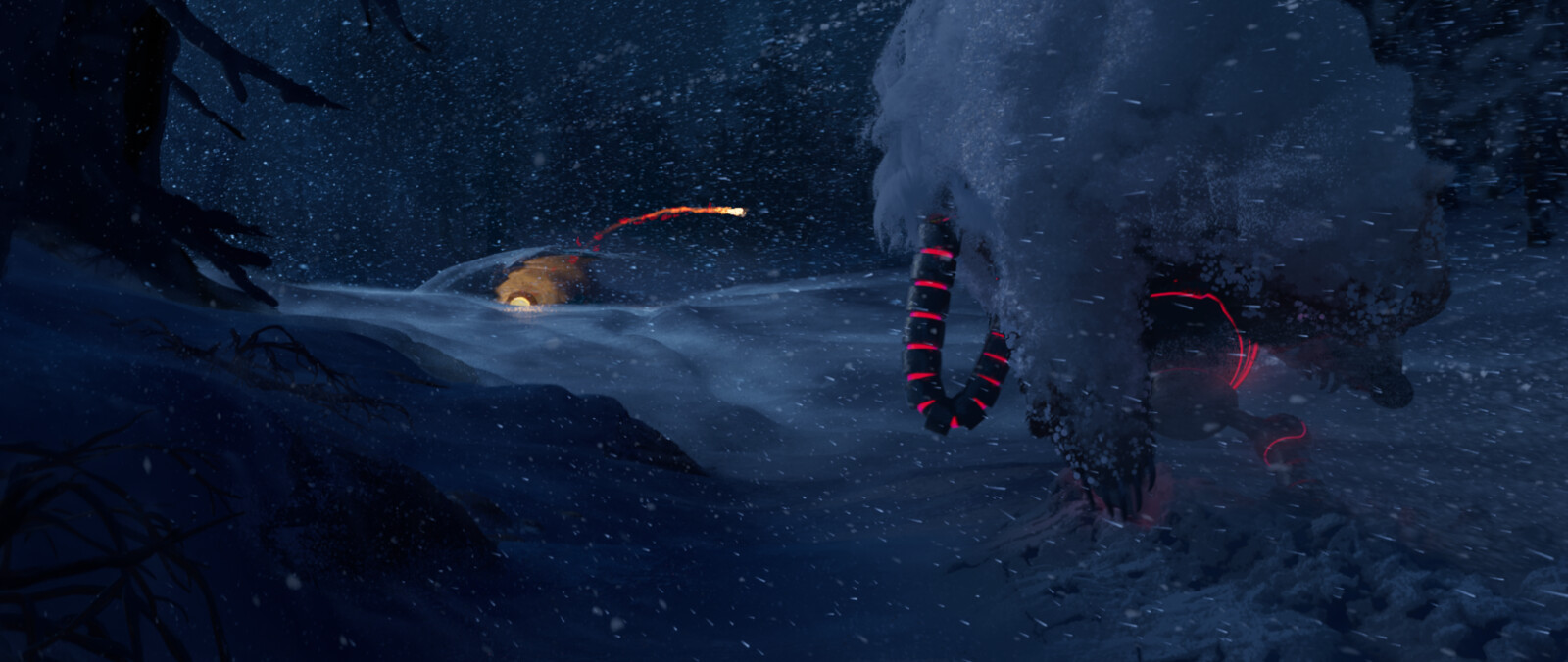 Winter Lodge. Responsible for environment snow texturing, look development and microdressing/scattering to blend in.
