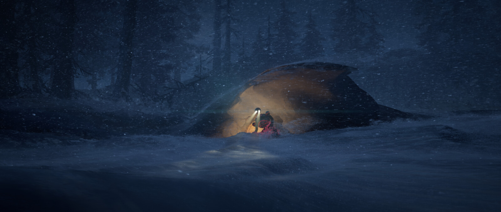 Winter Lodge. Responsible for environment snow texturing, look development and microdressing/scattering to blend in.