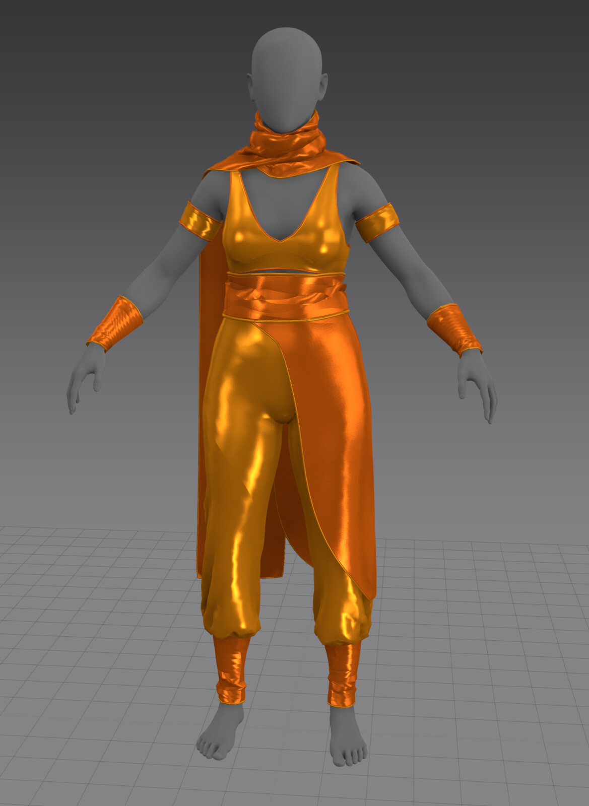 Marvelous Designer. Testing out this satin texture.  It's a bit too shiny and costume-like.