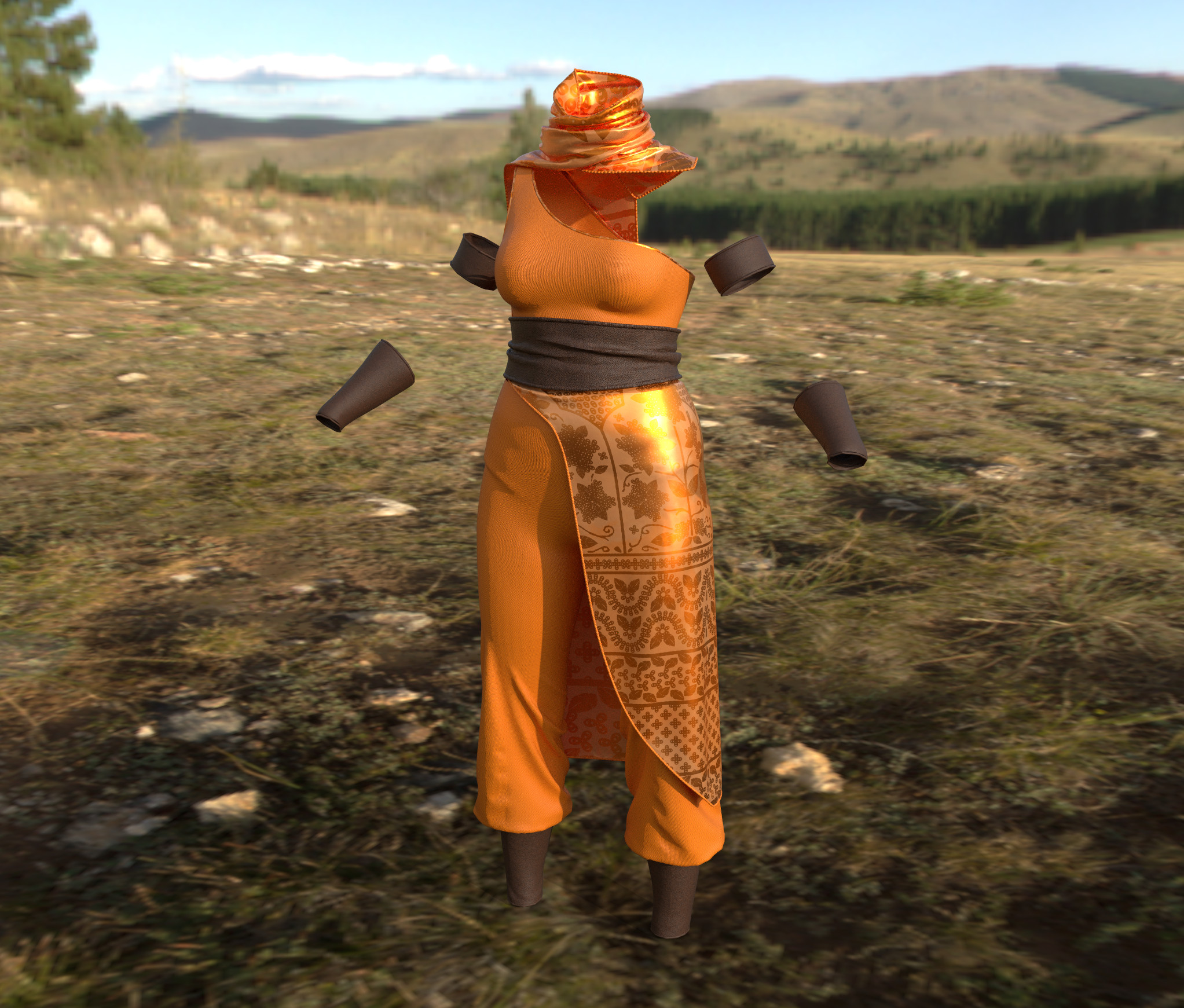 Substance Painter. The garment was brought into Substance Painter for texturing.