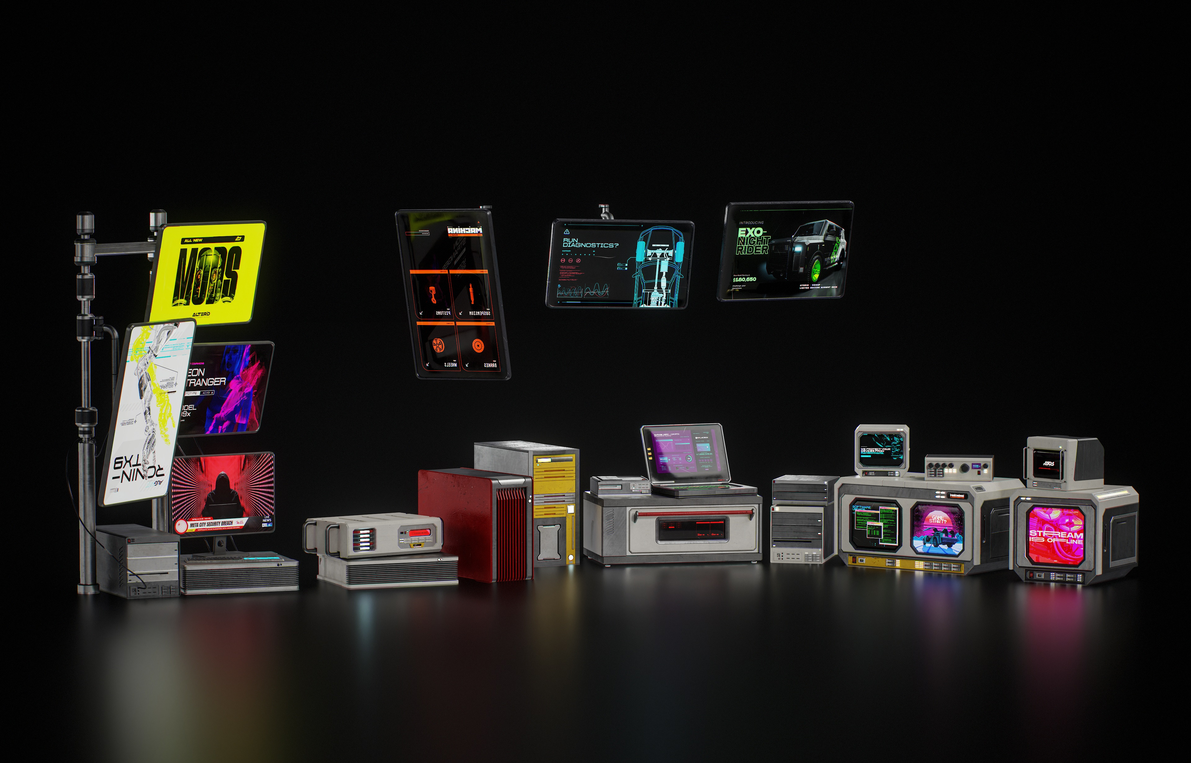 Some of the computer modules used to build the scene