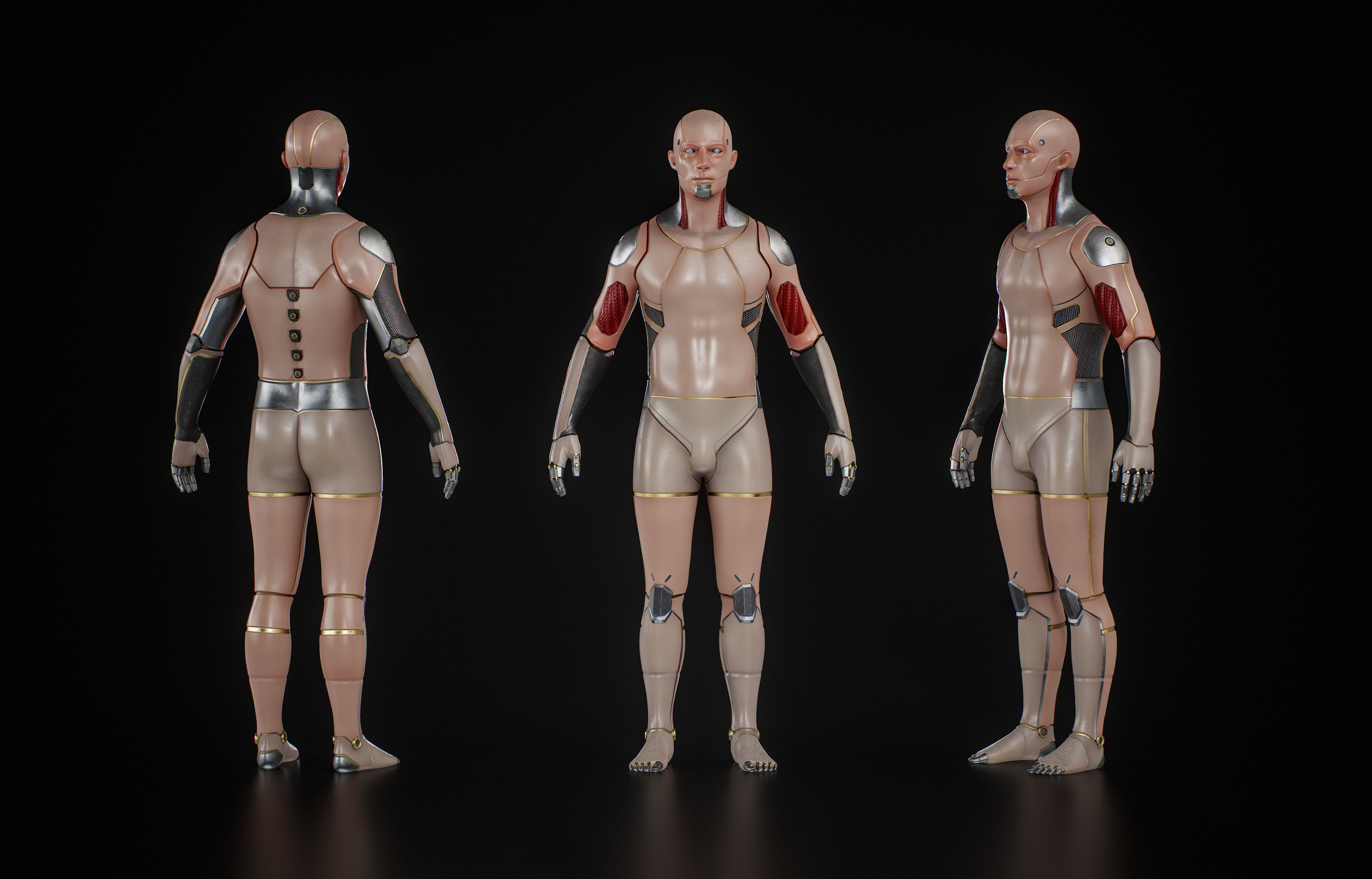 The cyborg is the only asset in this scene with unique texturing. It was textured with 1 atlas at 20.48 texel density