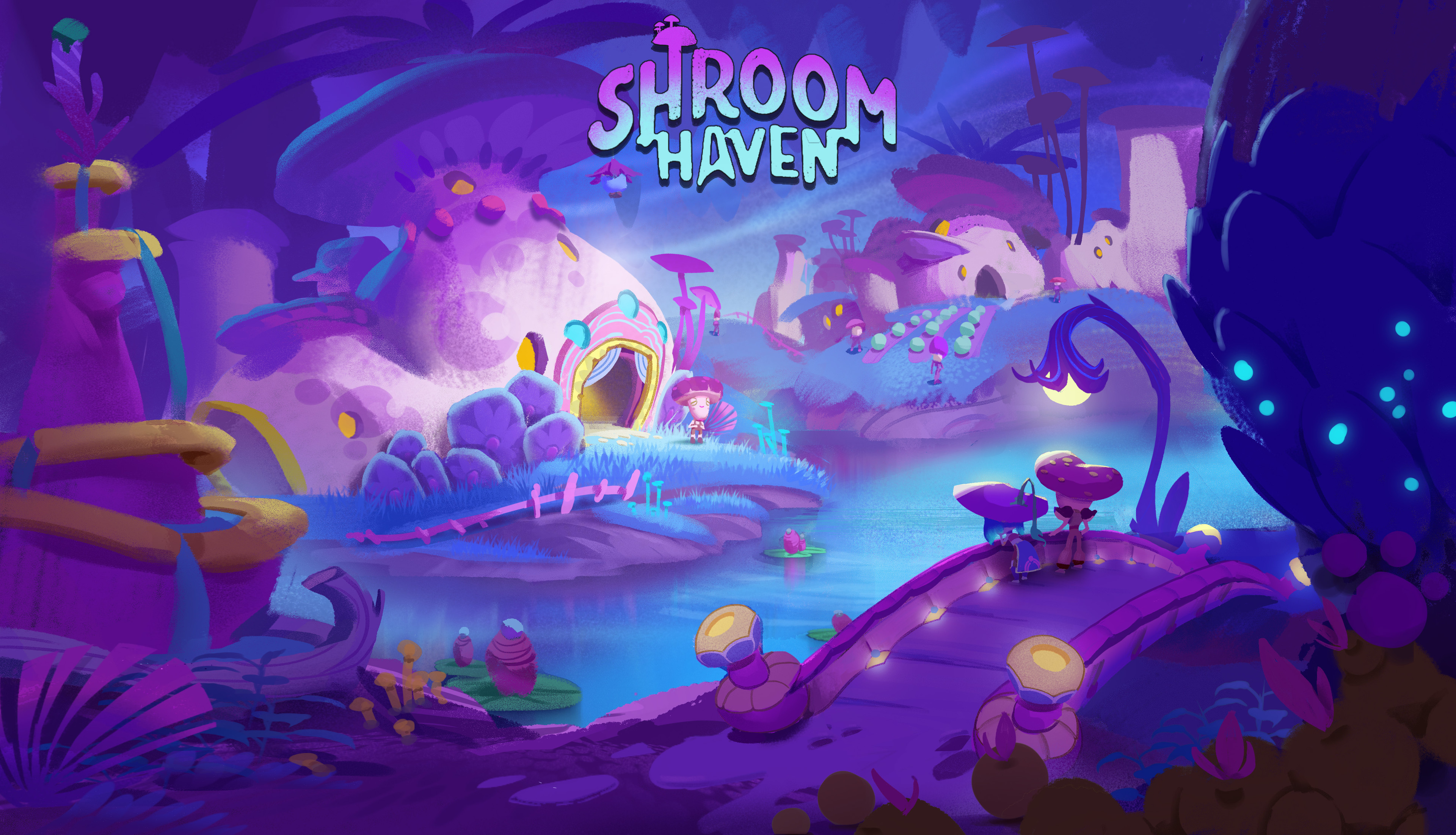 Welcome to Shroom Haven! A colorful grotto full of fun guys, this peaceful and cozy town is home to the Mushum people. Living deep in the earth, their lives are carefree -- until