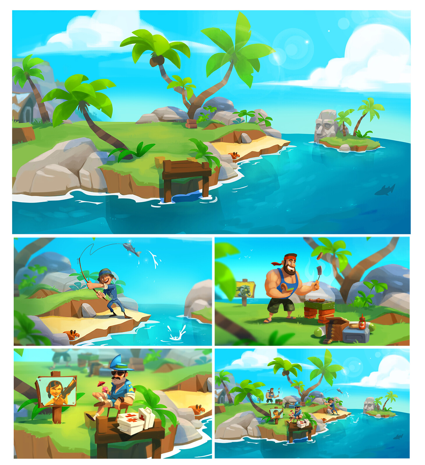 Vis Dev of narrative look and feel of the home screen islands