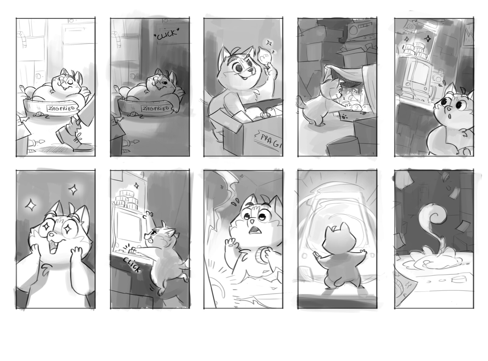 Storyboard for a potential intro cinematic