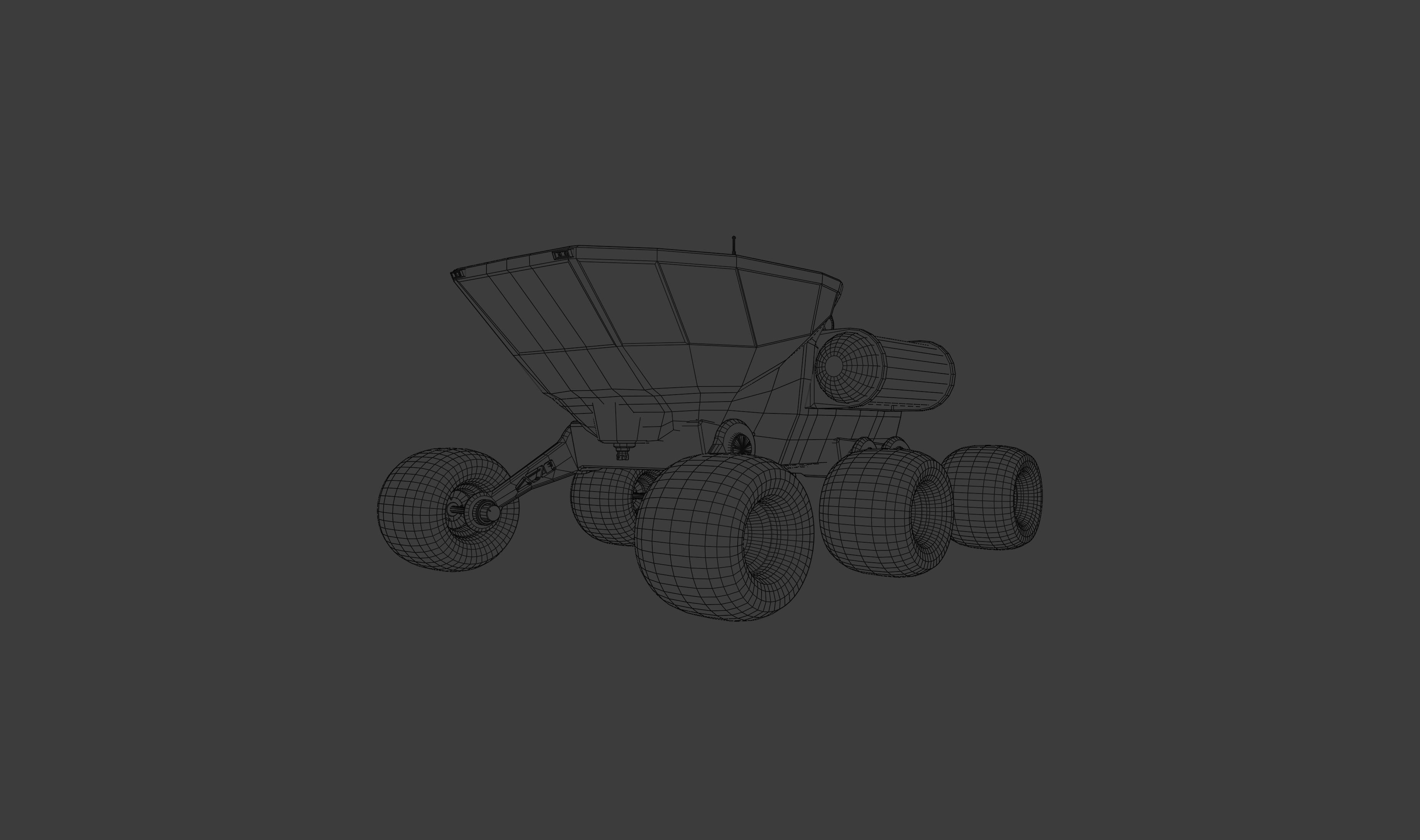 V3 Rover wireframe. Rendered in Blender