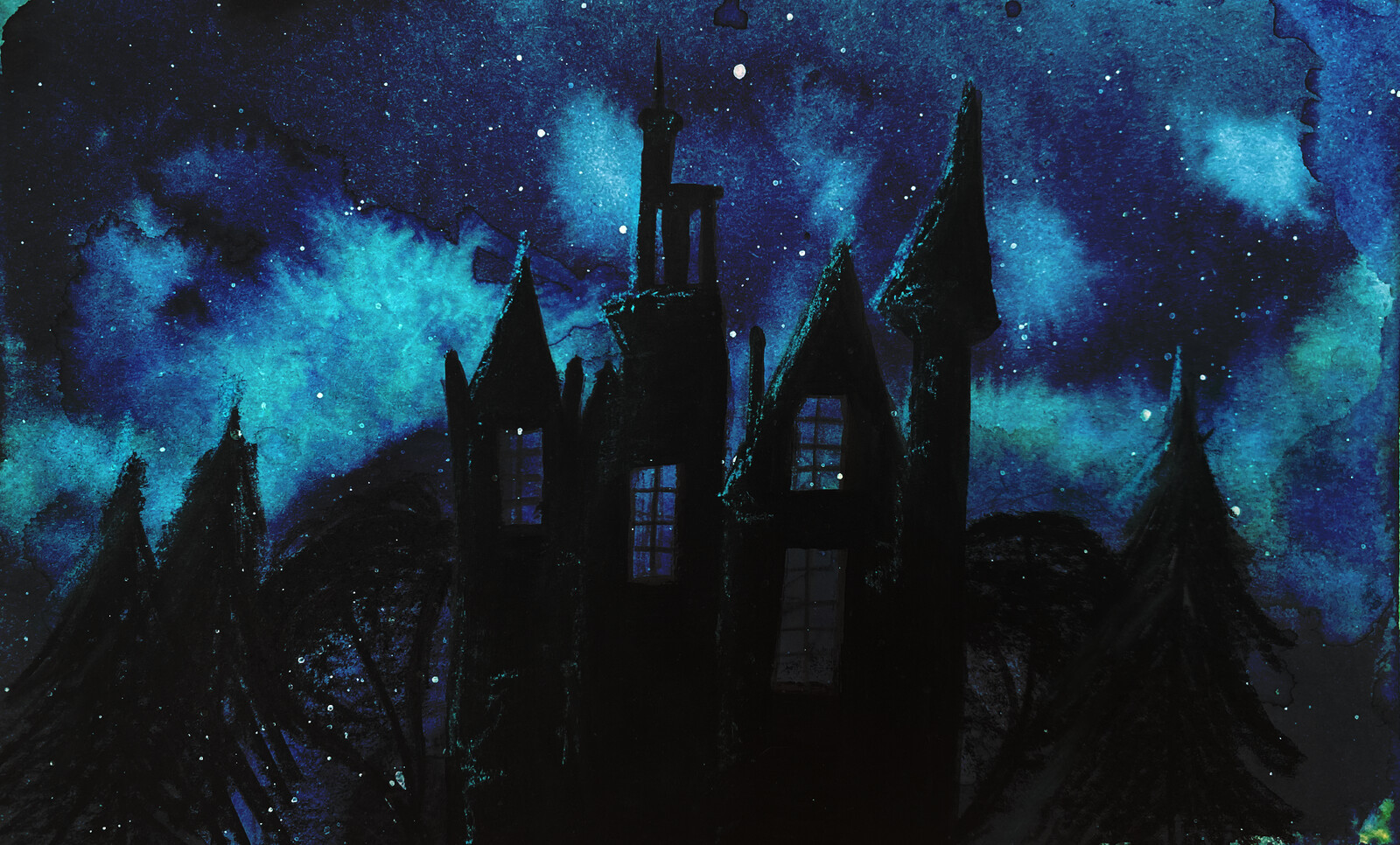 A manor in the night.