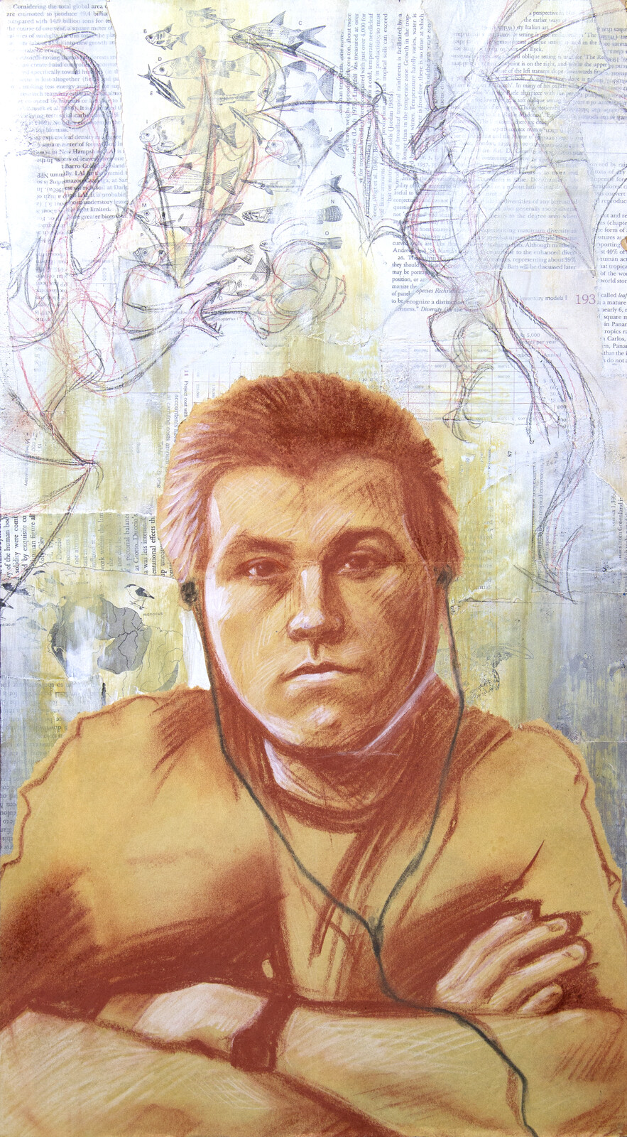 Conte crayon/chalk/graphite/collage