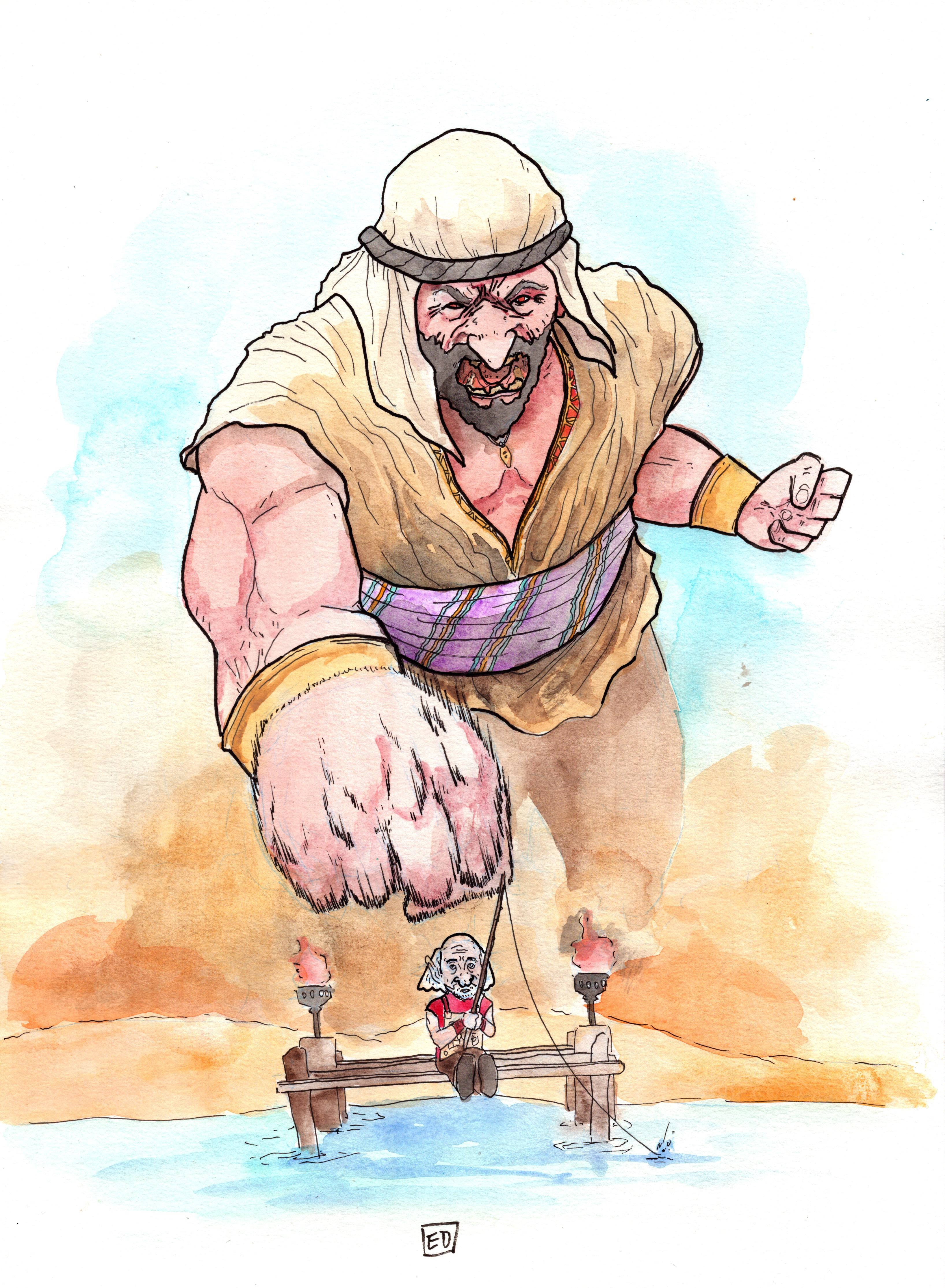 Watercolor and ink on paper. 