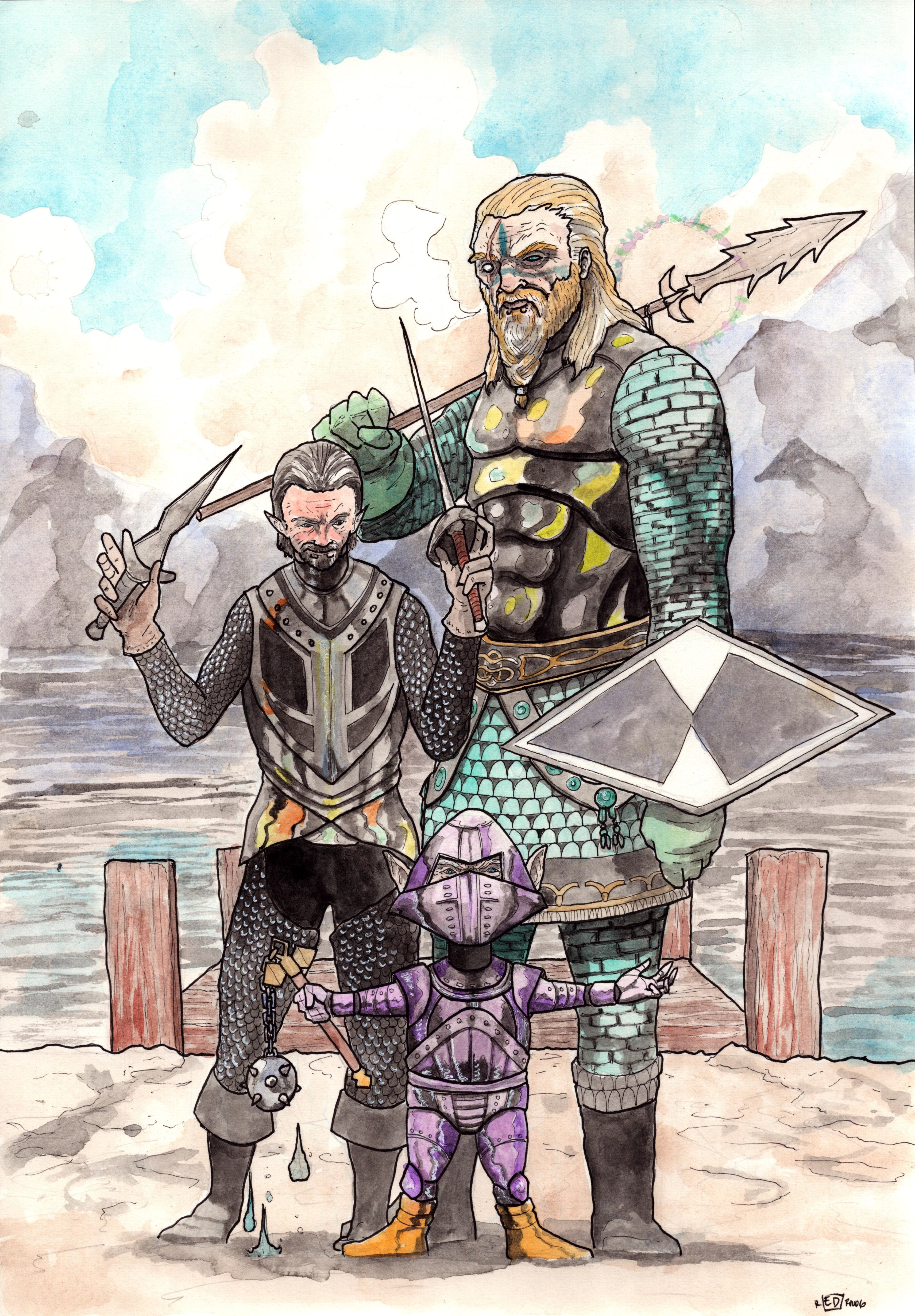 Watercolor and ink on paper.