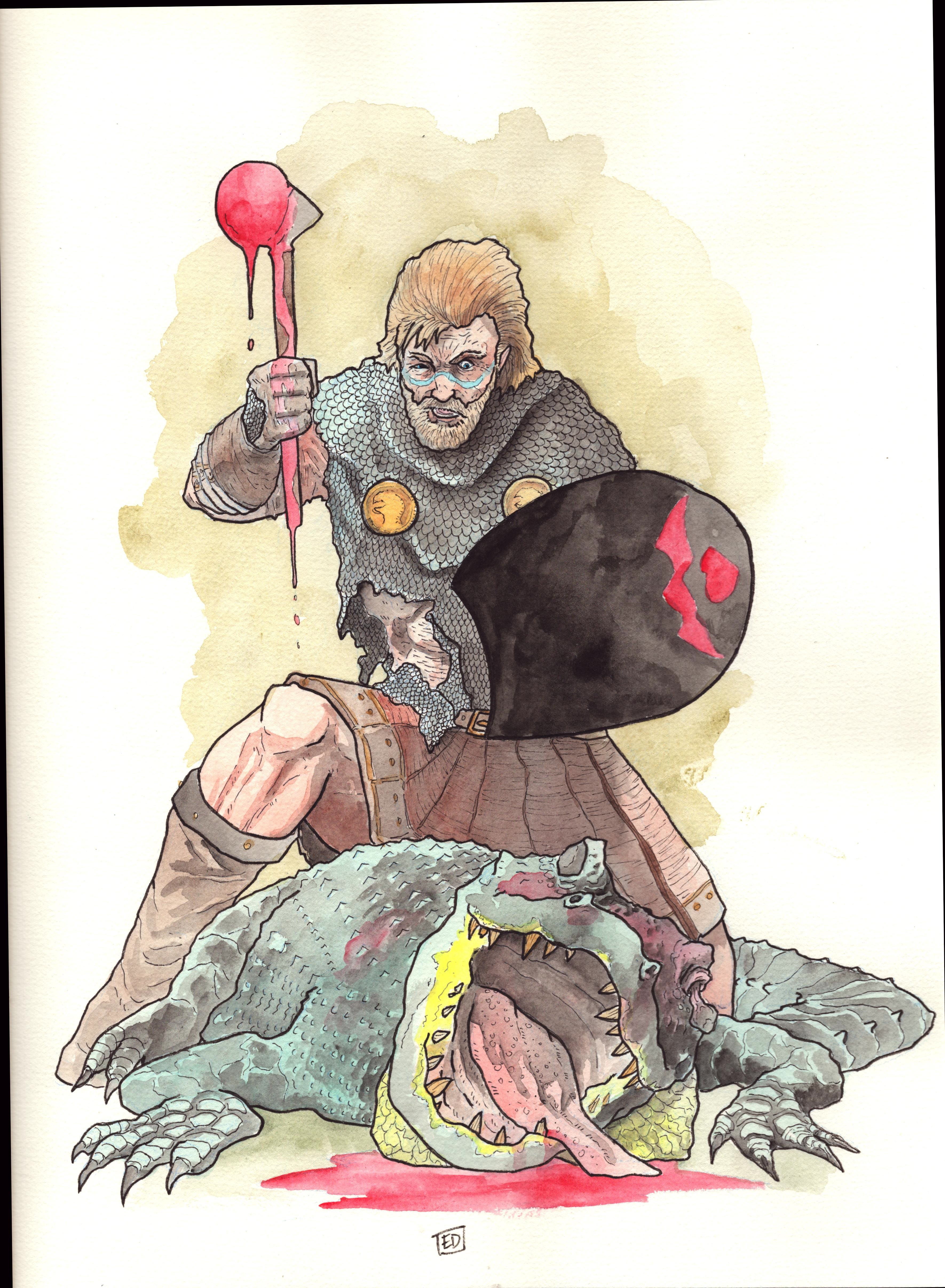 Gouache and ink on paper. 