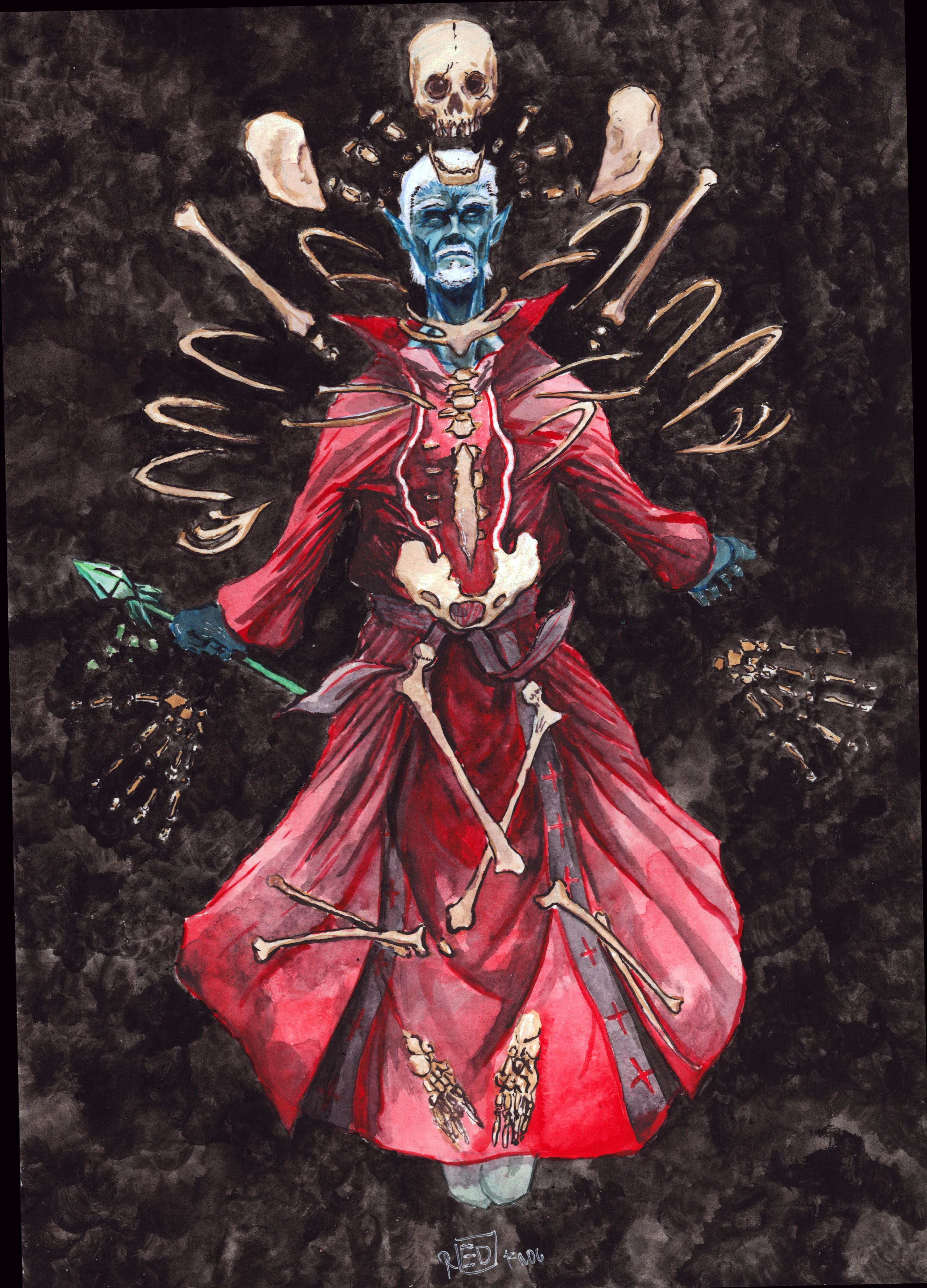 Gouache and ink on paper. 