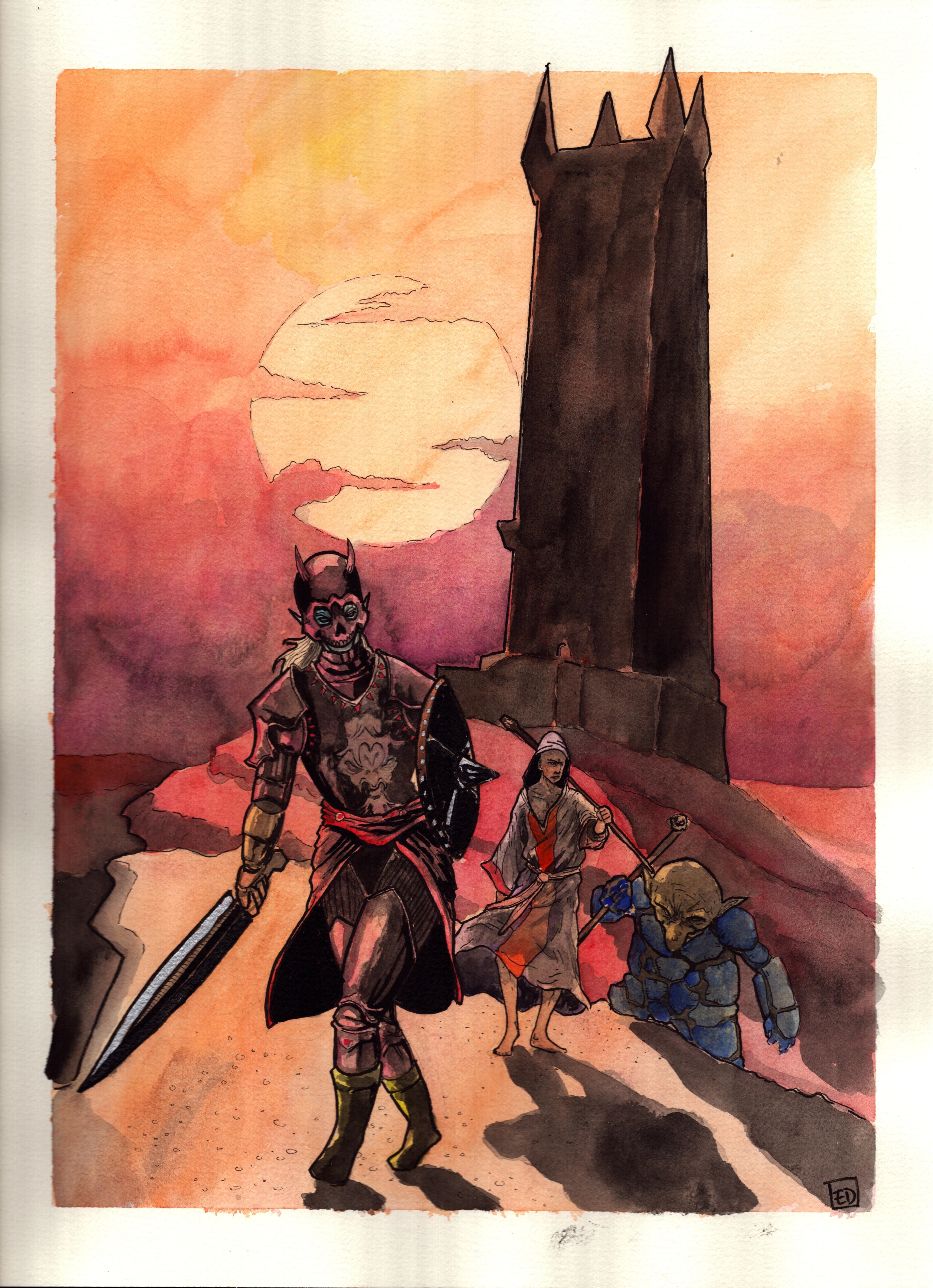 Watercolor on paper. 