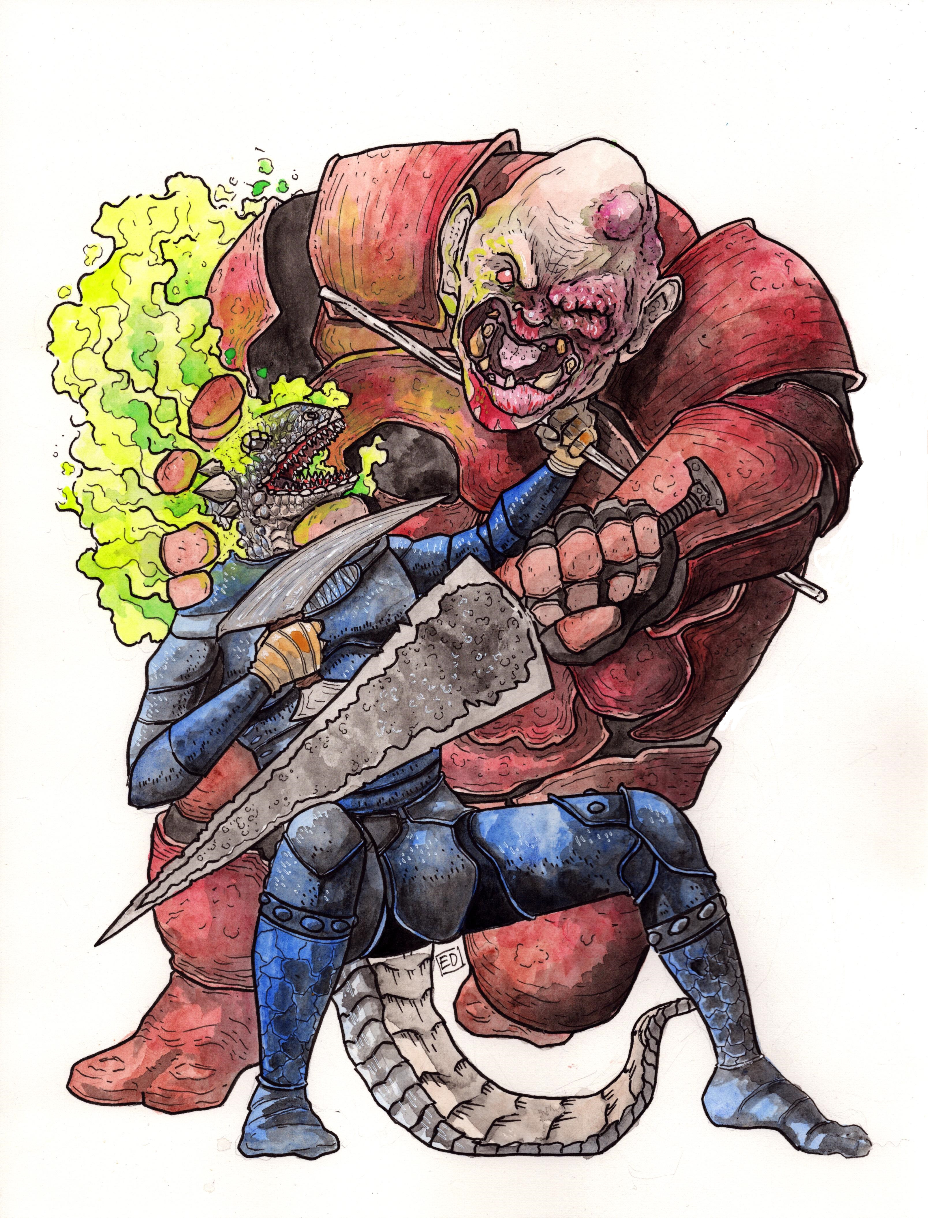 Gouache and ink on paper. 