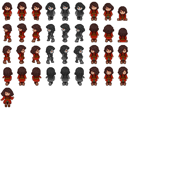 Updated Lucia sprite sheet (with room for additional animations to be added). Now better reflects concept art.
