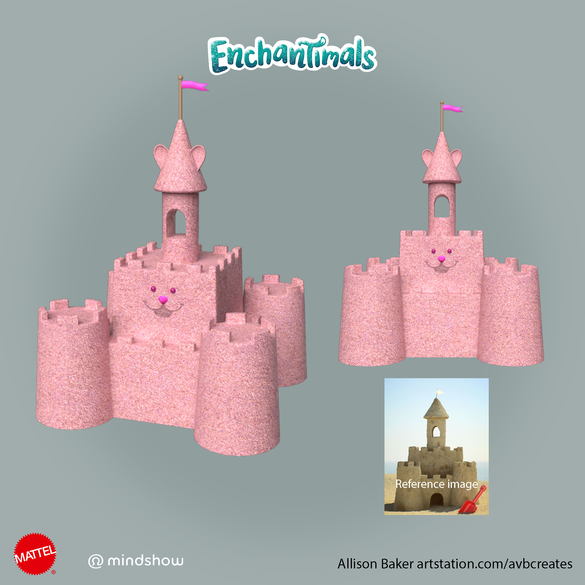 Sandcastle, and reference image. Rock eyes and shell nose were adapted from other MS prop artists' work. Sand material from the MS library.