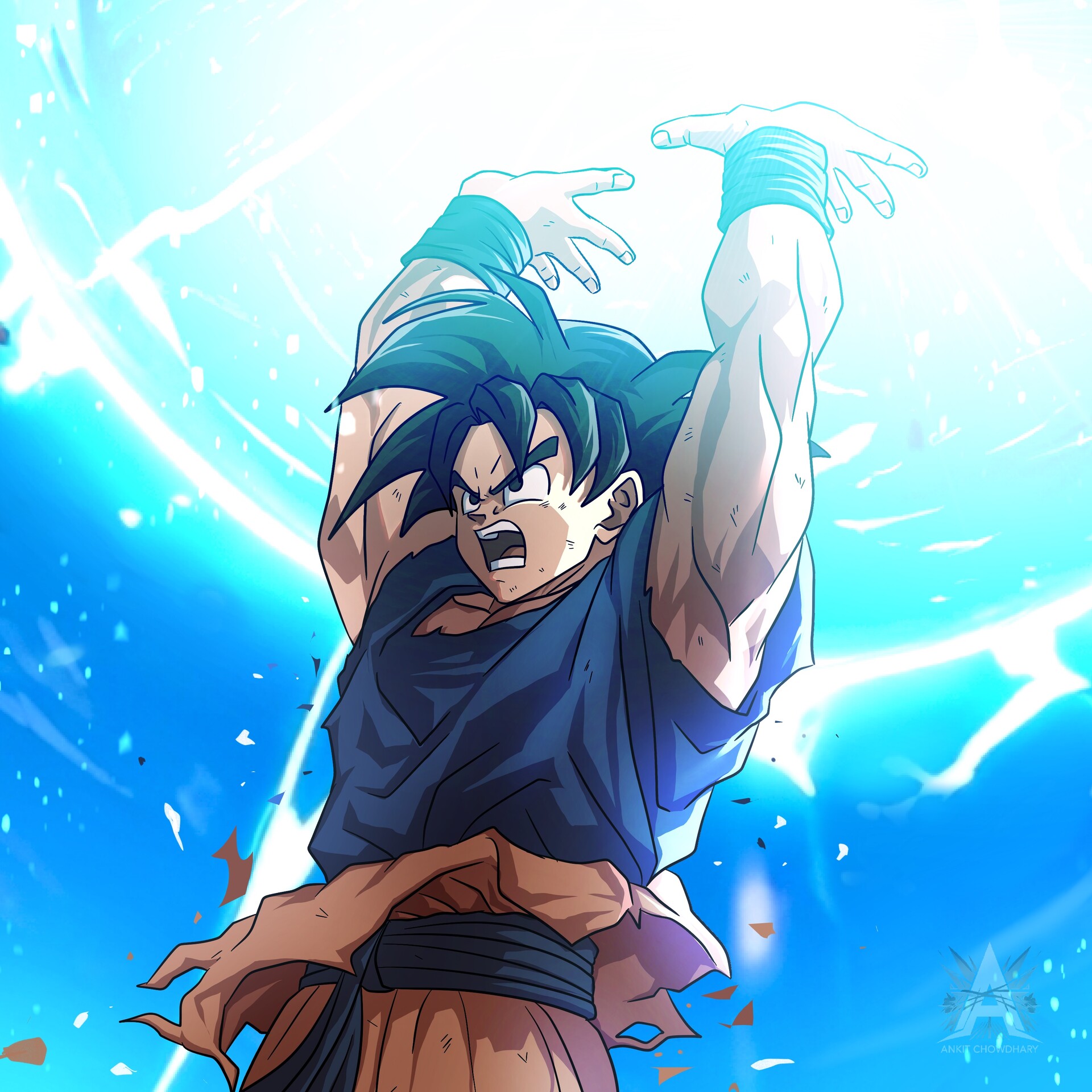 ArtStation - Goku powering up Spirit Bomb (Goku Day 2025), image size:1920x1920