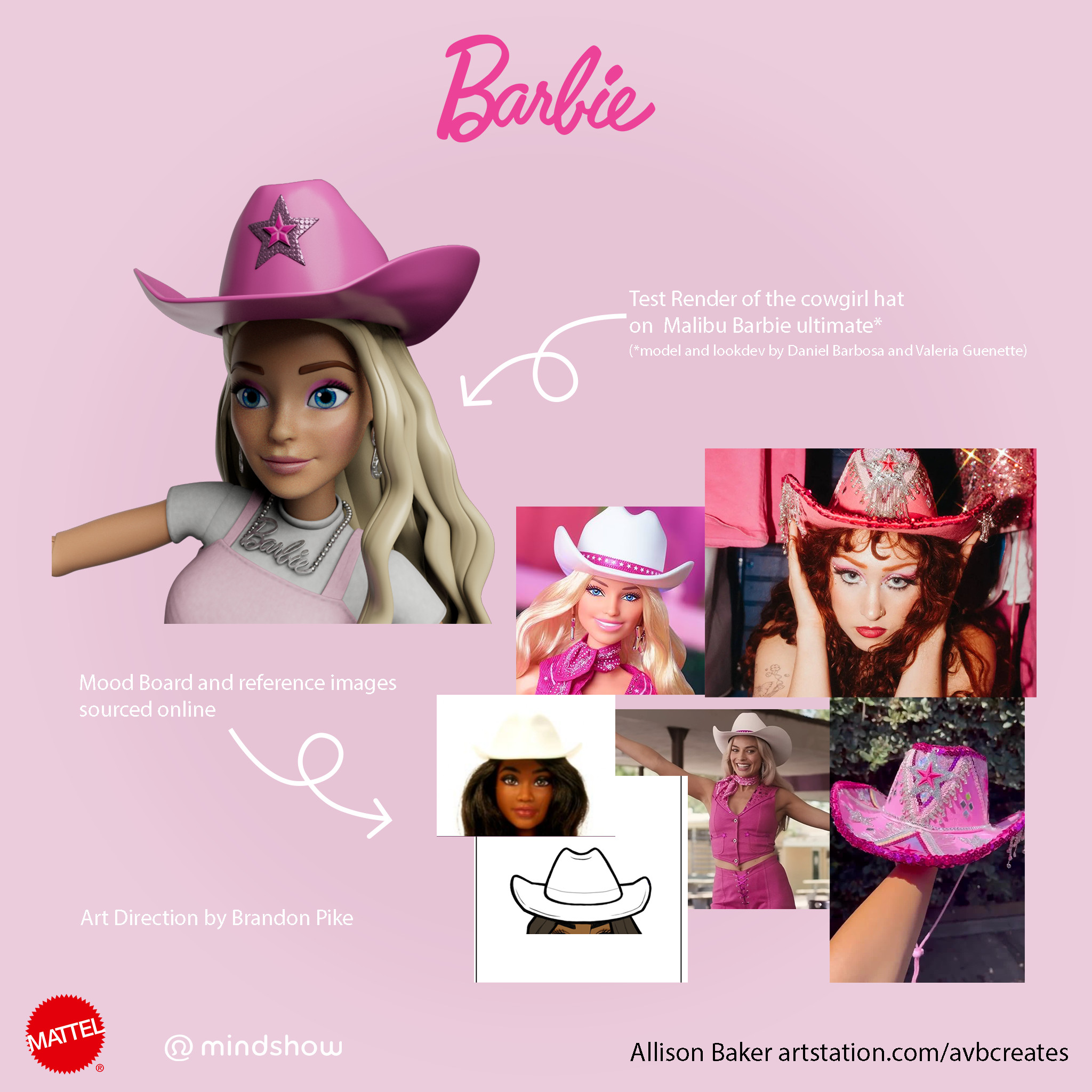 Moodboard. This prop was fun because I had very little direction - no concept art, just a basic hat, and the idea to make it pink. Chappel Roan inspiration for the win! Because who does not like some sparkle?