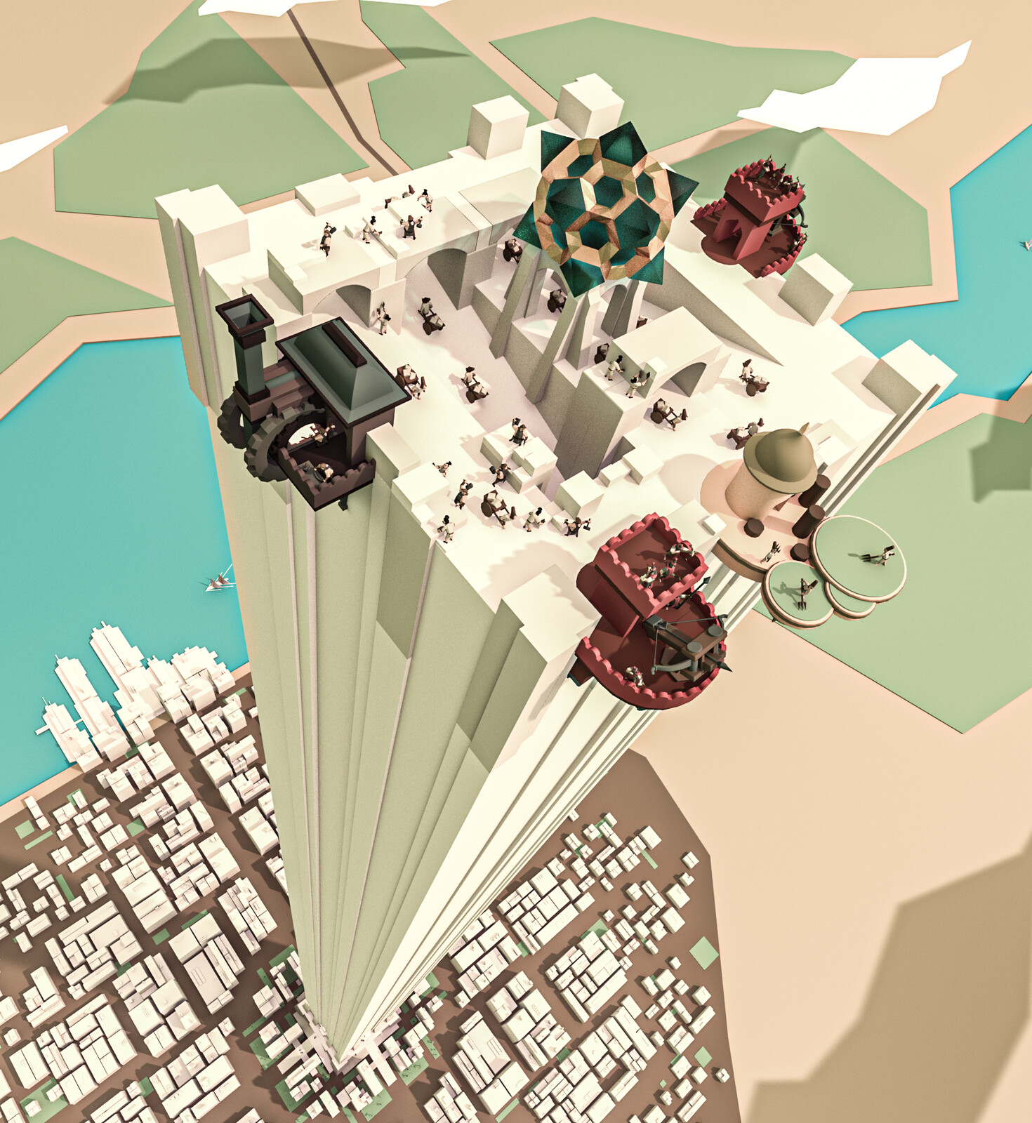 This was demonstrating how the different add-ons would affect the tower as it grew.