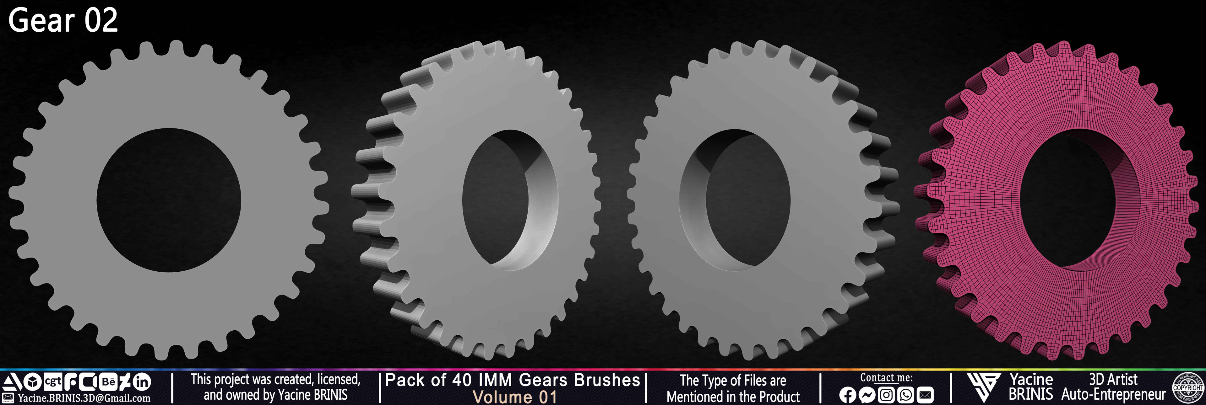 Pack of 40 IMM Gears Brushes and Kitbash Volume 01 Sculpted by Yacine BRINIS Set 010