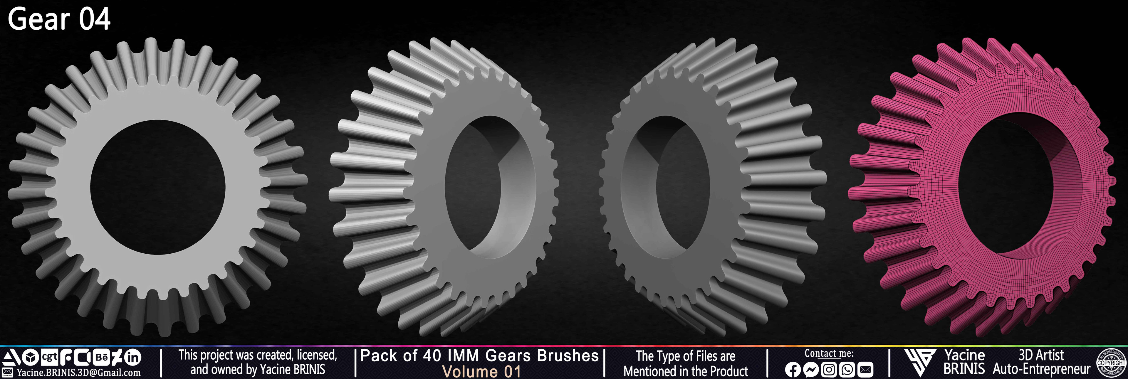 Pack of 40 IMM Gears Brushes and Kitbash Volume 01 Sculpted by Yacine BRINIS Set 012