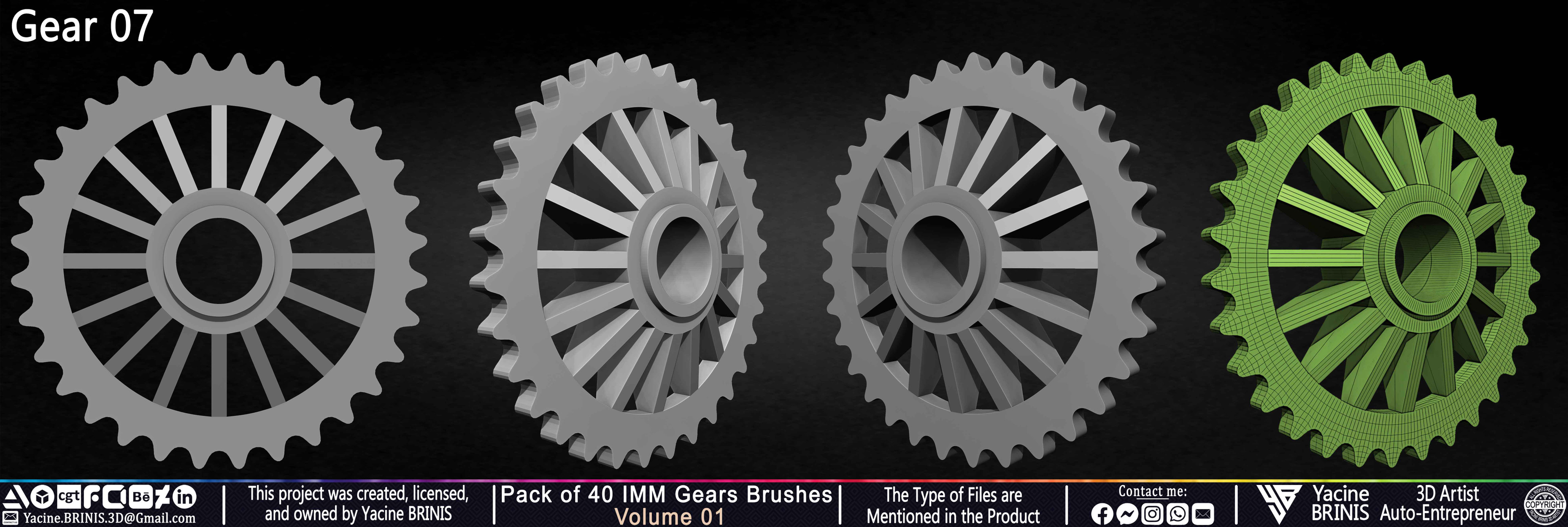 Pack of 40 IMM Gears Brushes and Kitbash Volume 01 Sculpted by Yacine BRINIS Set 015