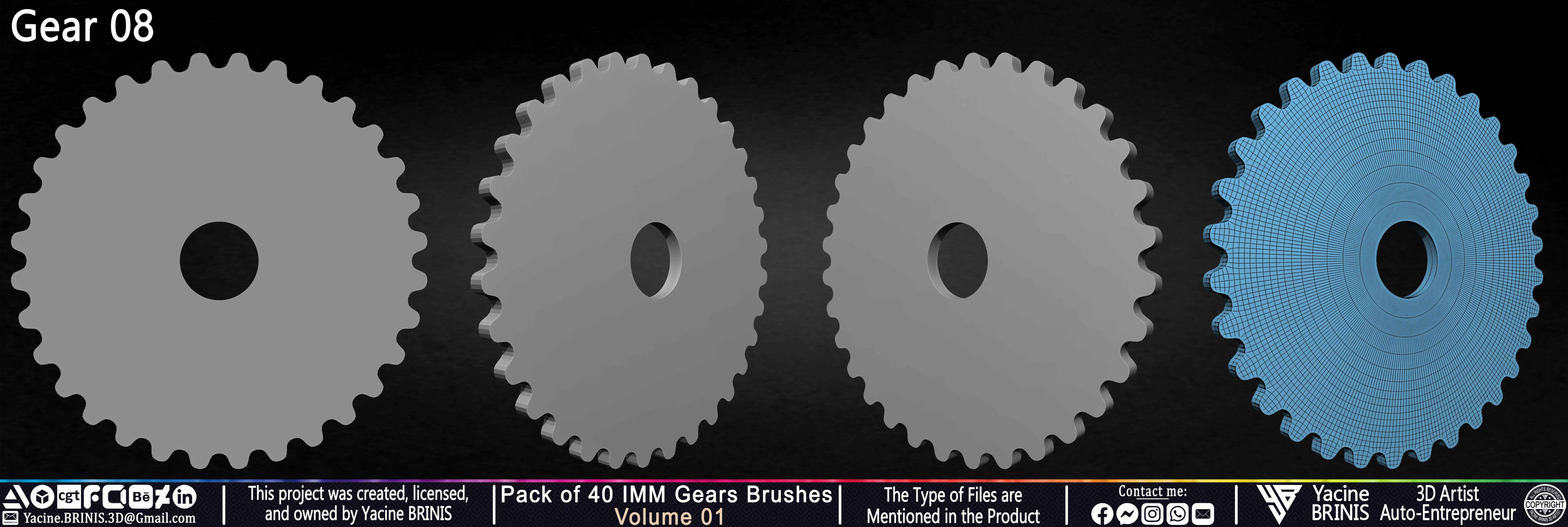 Pack of 40 IMM Gears Brushes and Kitbash Volume 01 Sculpted by Yacine BRINIS Set 016