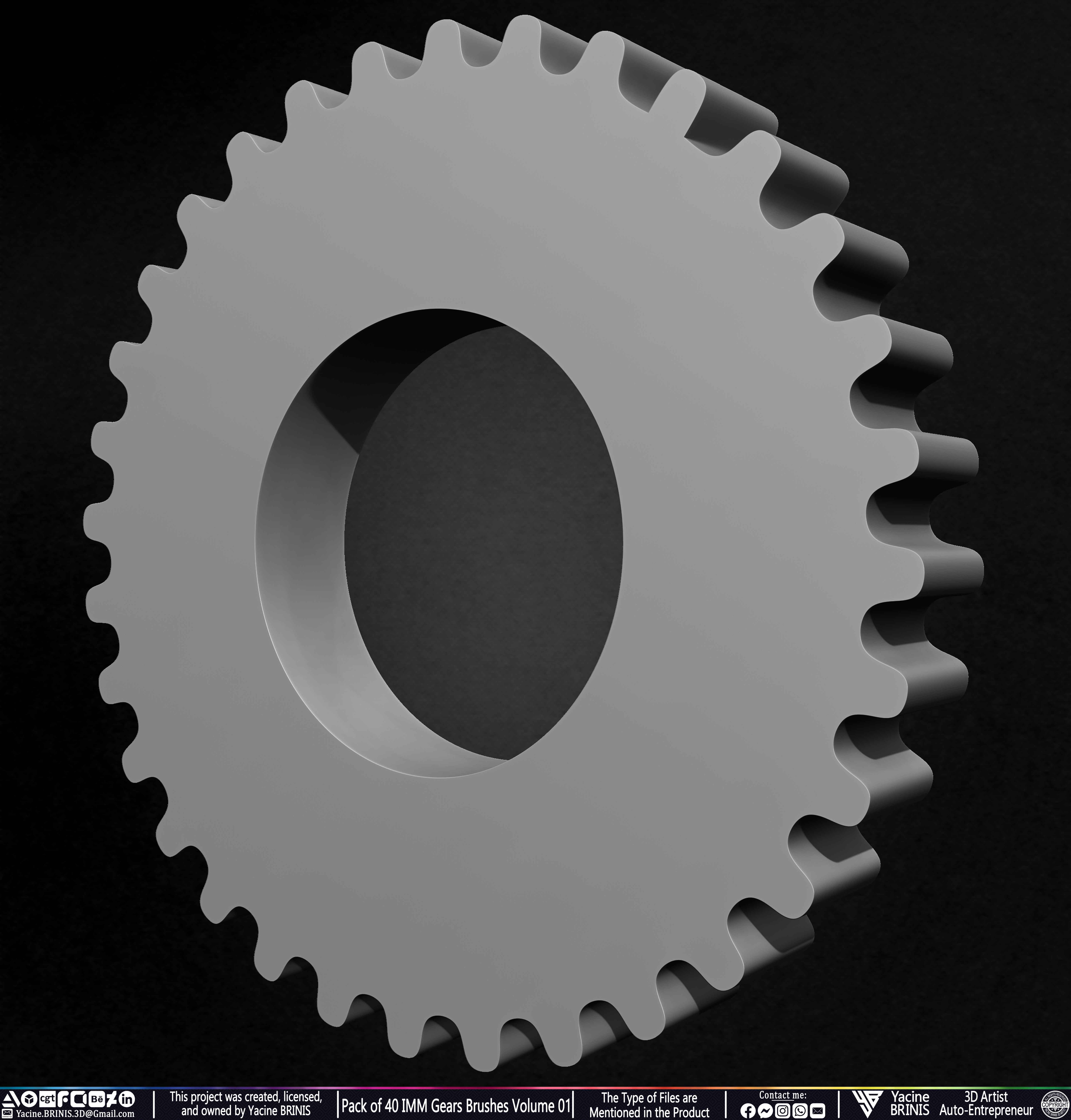 Pack of 40 IMM Gears Brushes and Kitbash Volume 01 Sculpted by Yacine BRINIS Set 019