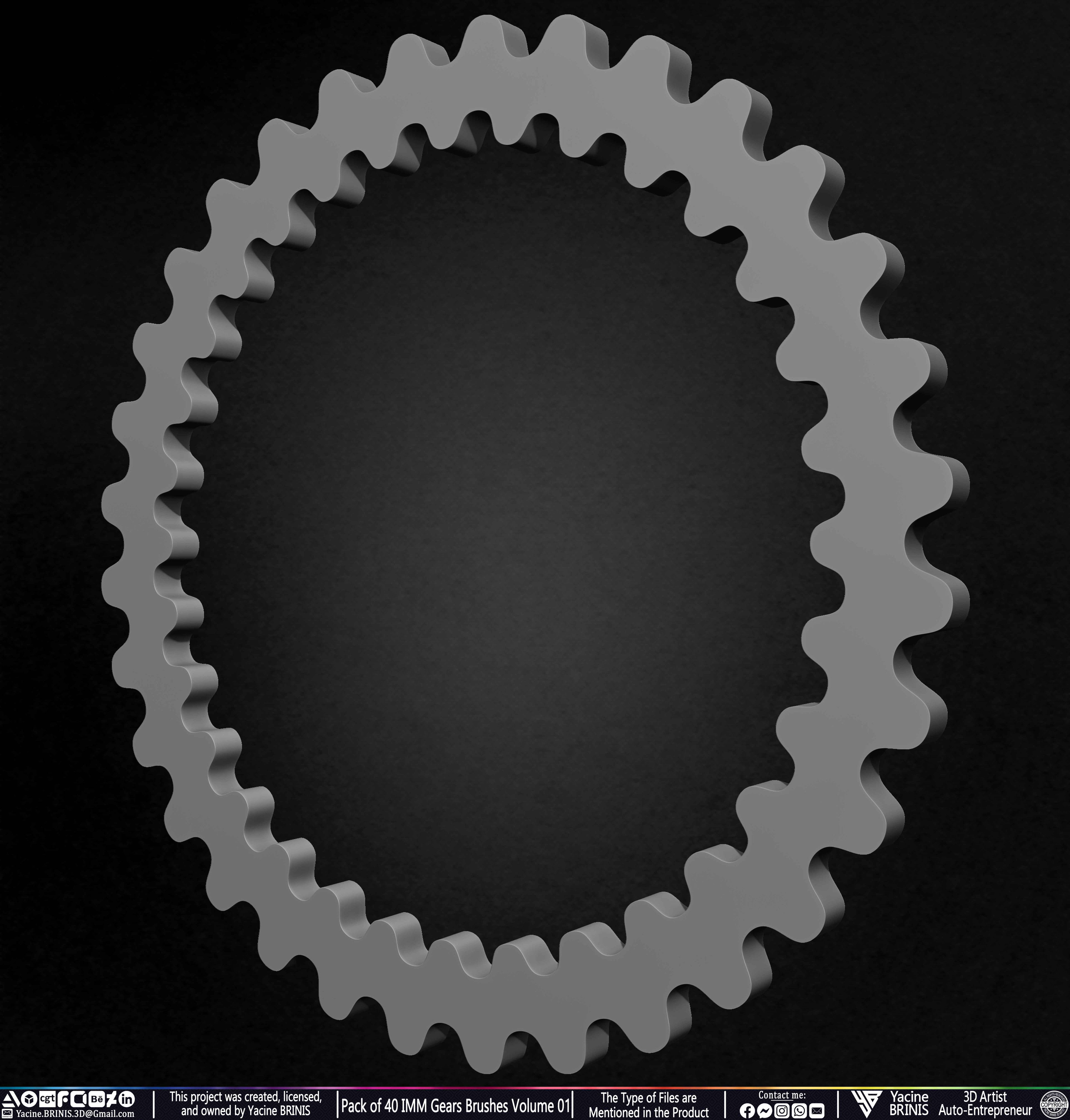 Pack of 40 IMM Gears Brushes and Kitbash Volume 01 Sculpted by Yacine BRINIS Set 025