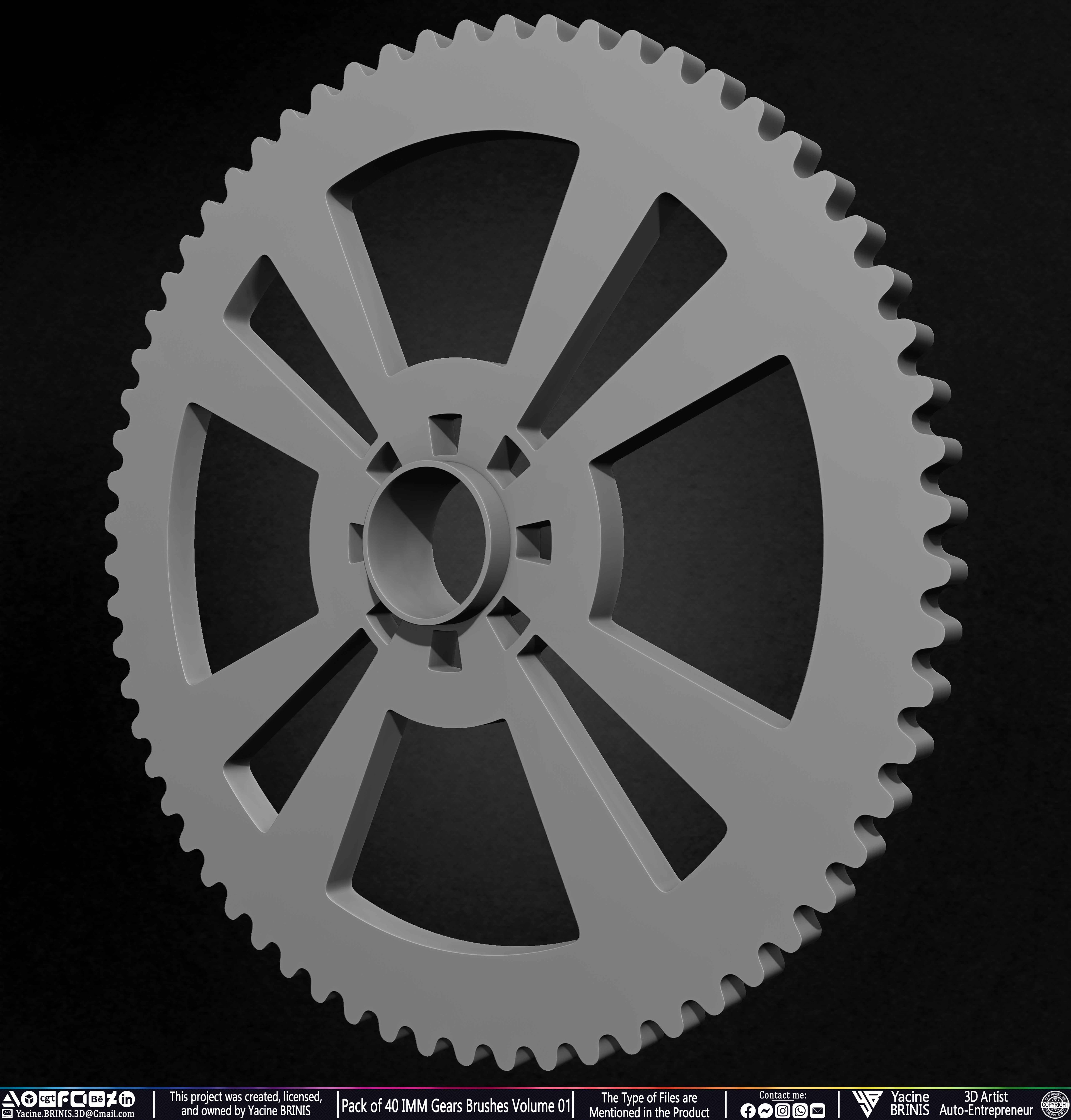 Pack of 40 IMM Gears Brushes and Kitbash Volume 01 Sculpted by Yacine BRINIS Set 026