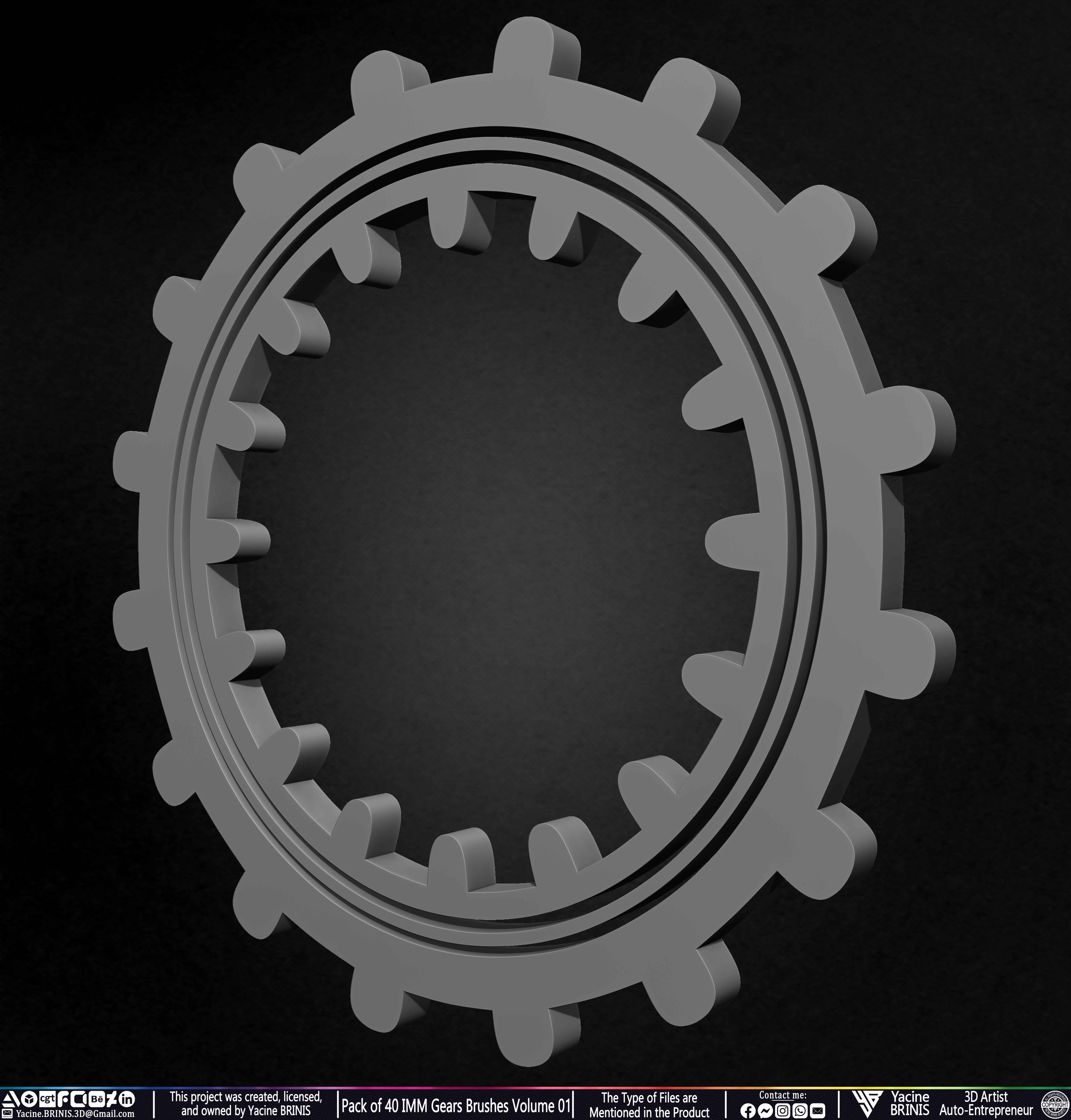 Pack of 40 IMM Gears Brushes and Kitbash Volume 01 Sculpted by Yacine BRINIS Set 028