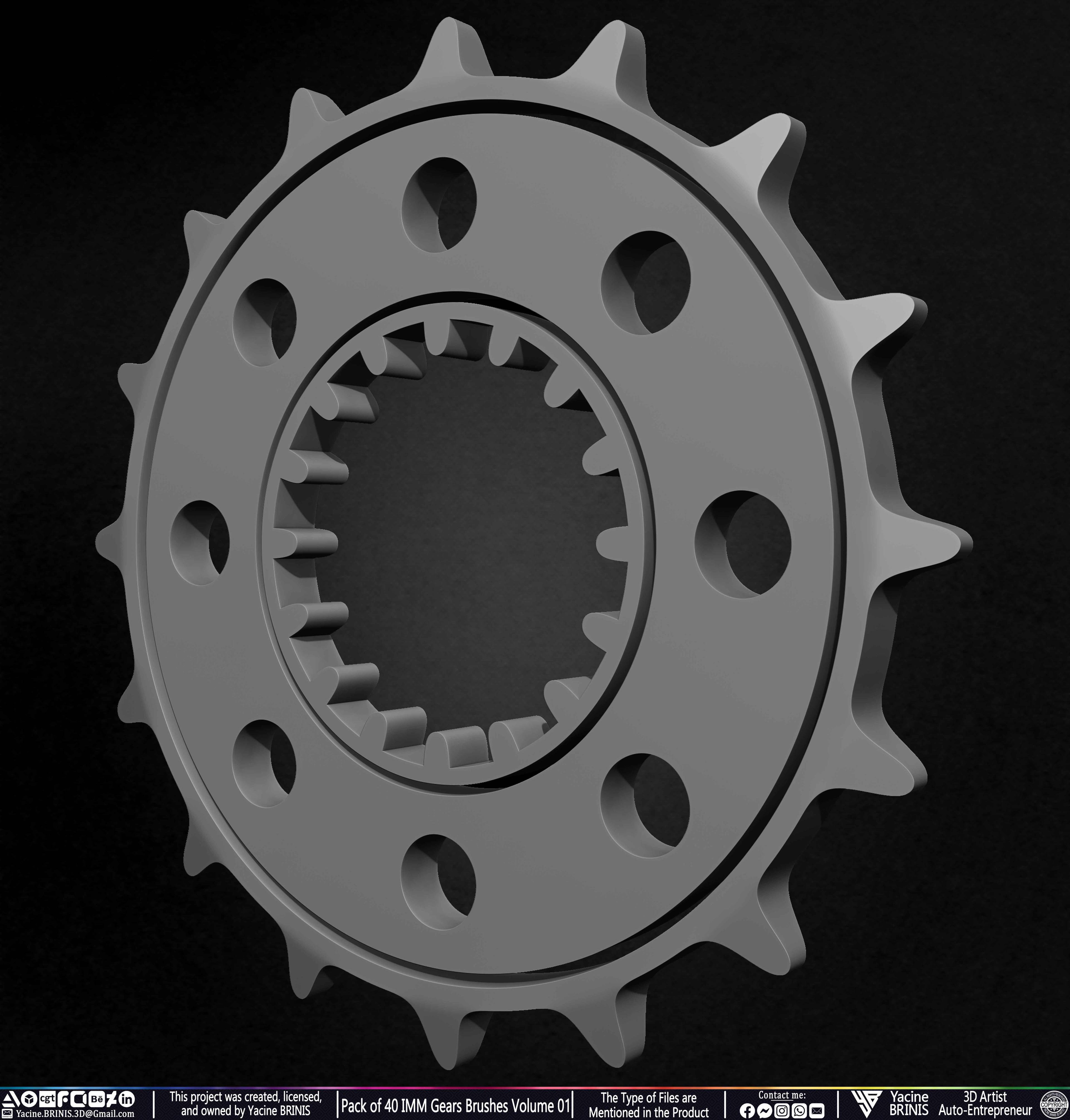 Pack of 40 IMM Gears Brushes and Kitbash Volume 01 Sculpted by Yacine BRINIS Set 029