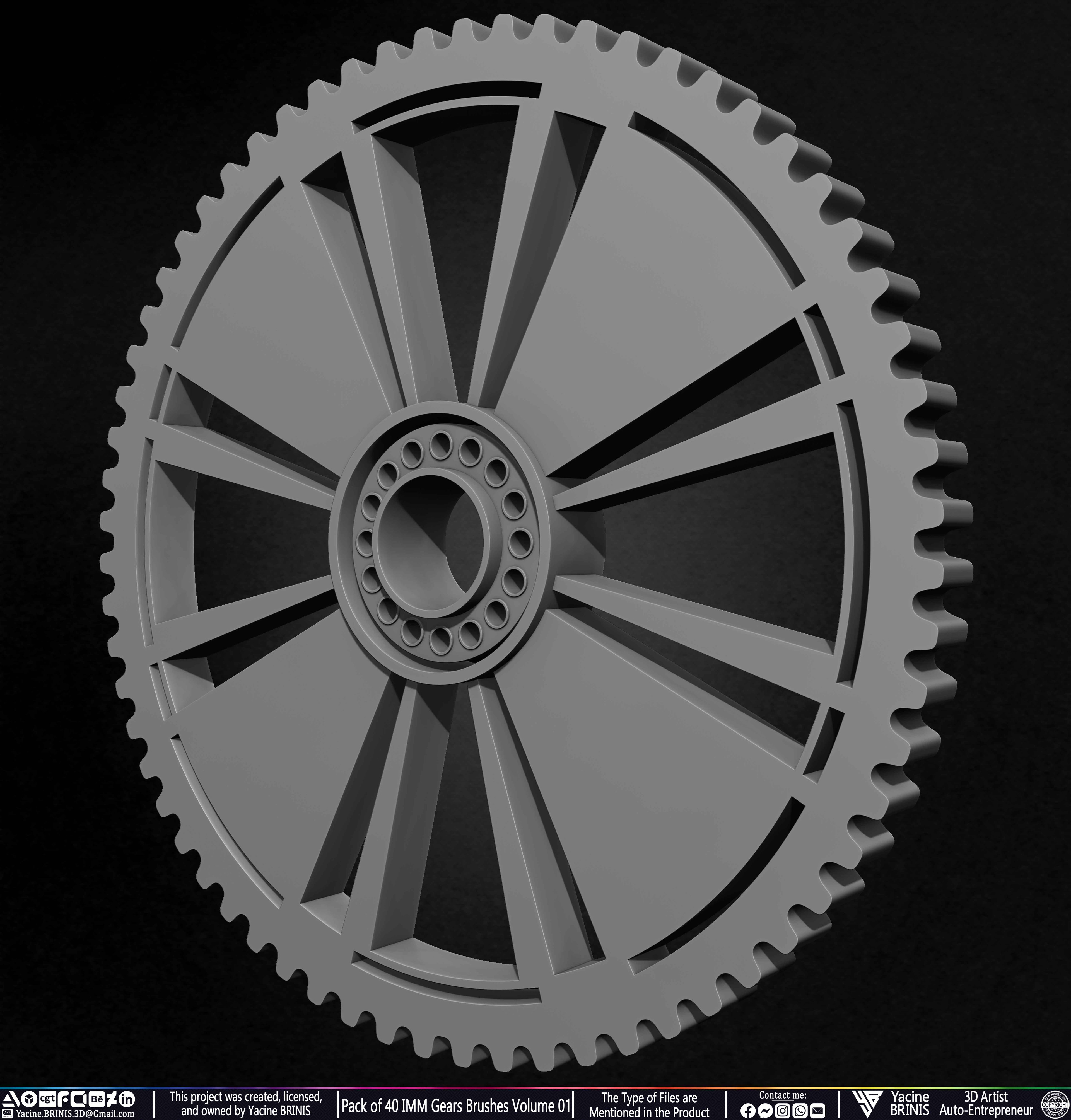 Pack of 40 IMM Gears Brushes and Kitbash Volume 01 Sculpted by Yacine BRINIS Set 032