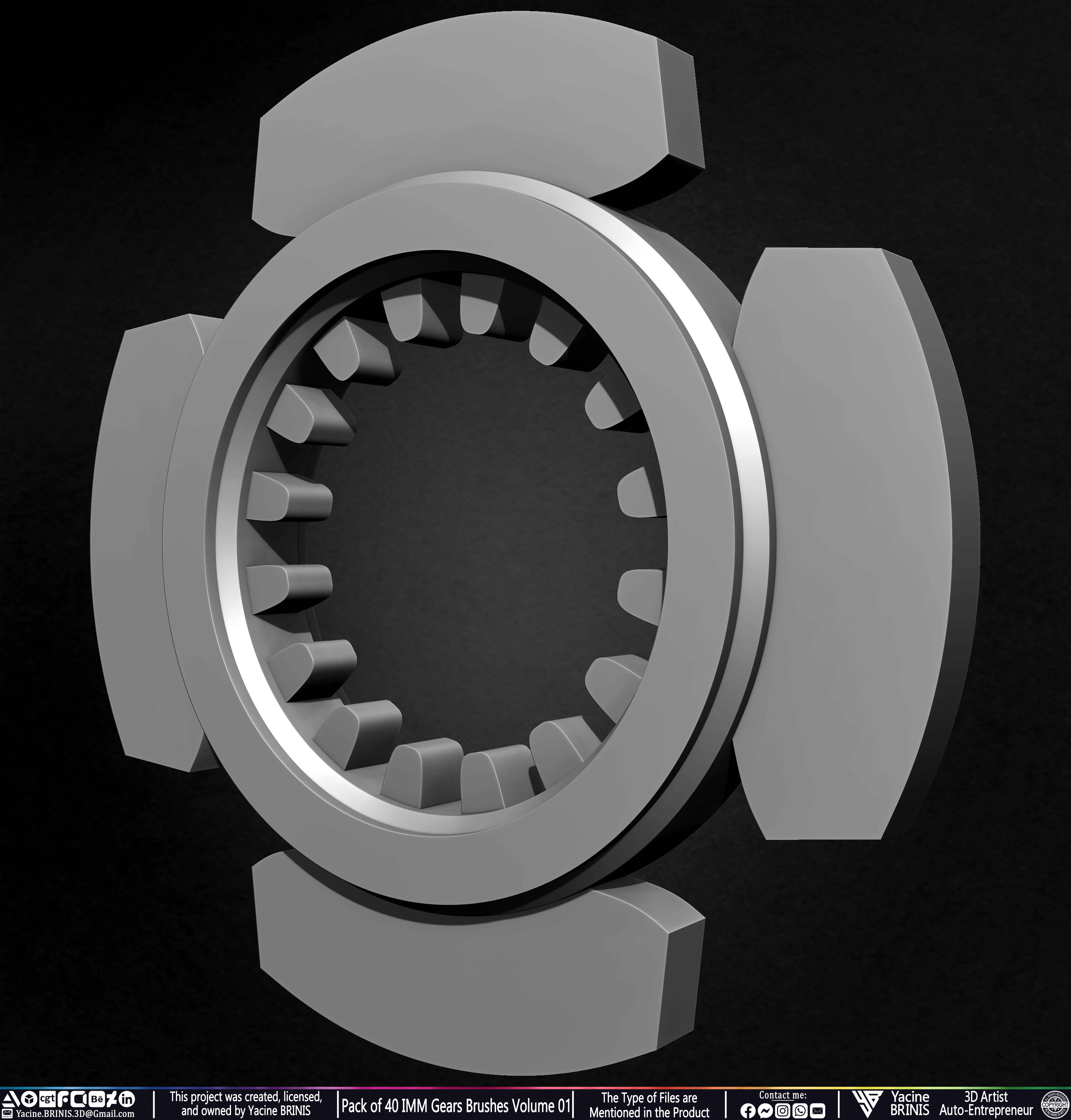Pack of 40 IMM Gears Brushes and Kitbash Volume 01 Sculpted by Yacine BRINIS Set 037