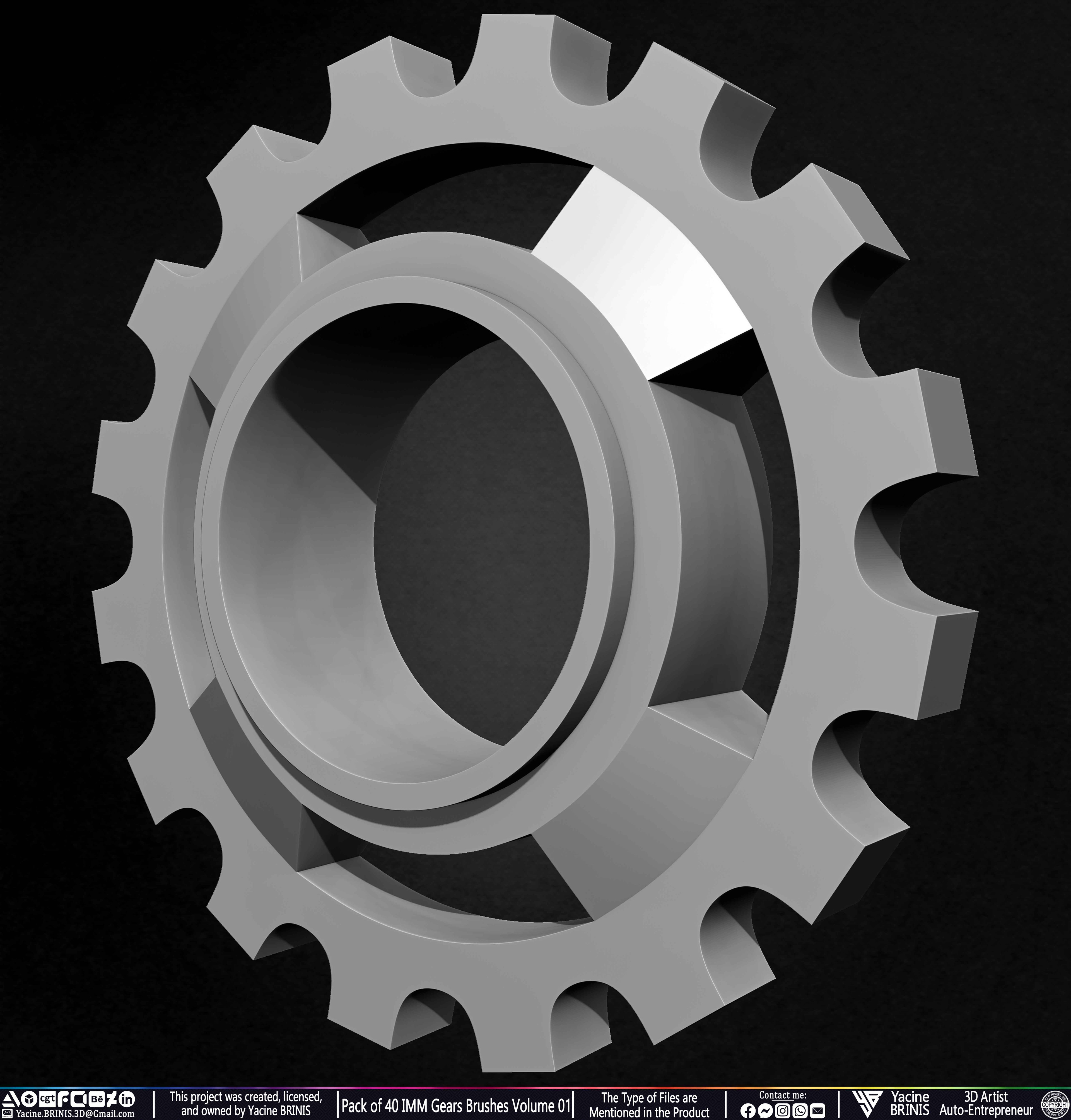 Pack of 40 IMM Gears Brushes and Kitbash Volume 01 Sculpted by Yacine BRINIS Set 041