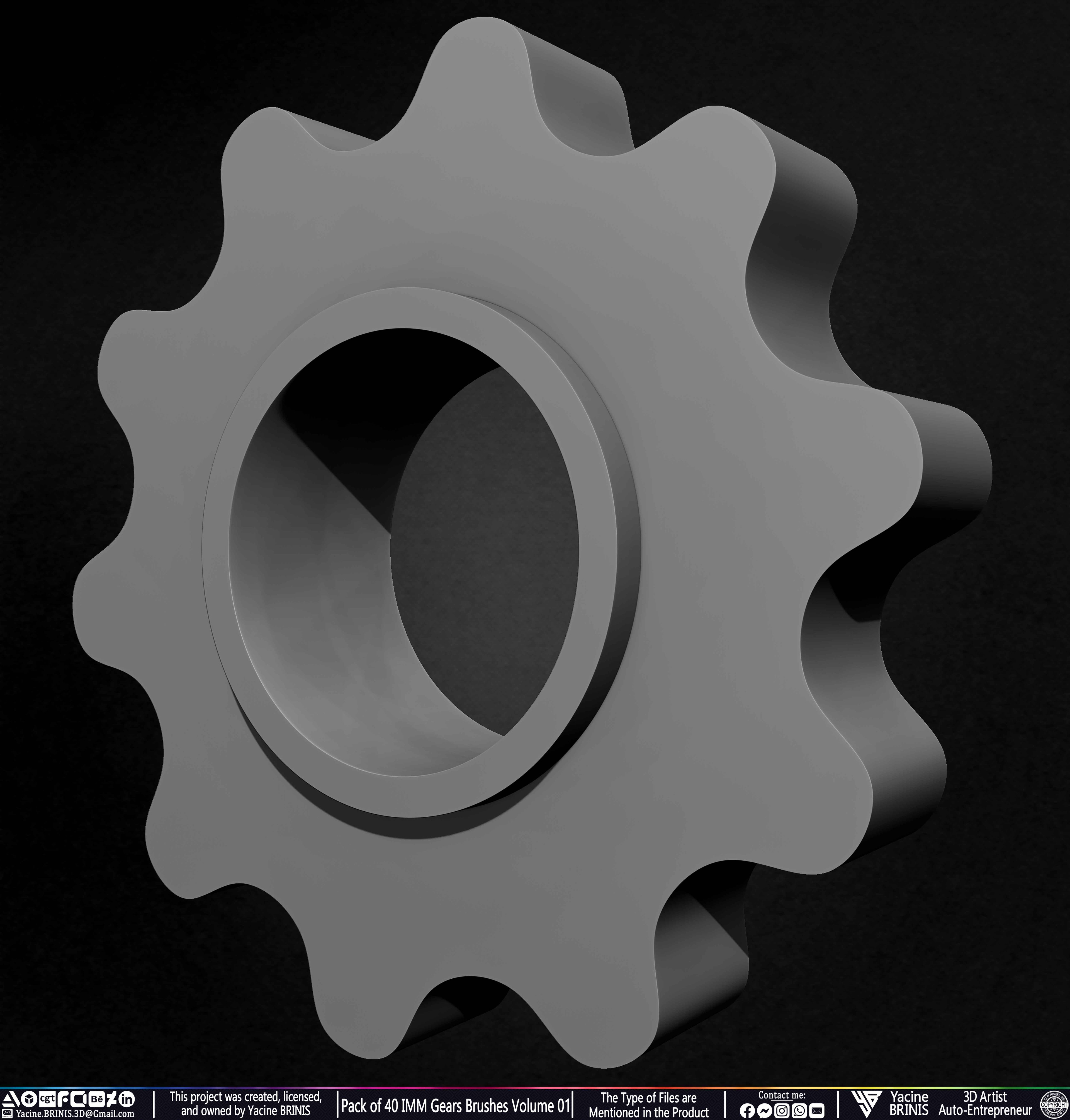 Pack of 40 IMM Gears Brushes and Kitbash Volume 01 Sculpted by Yacine BRINIS Set 047