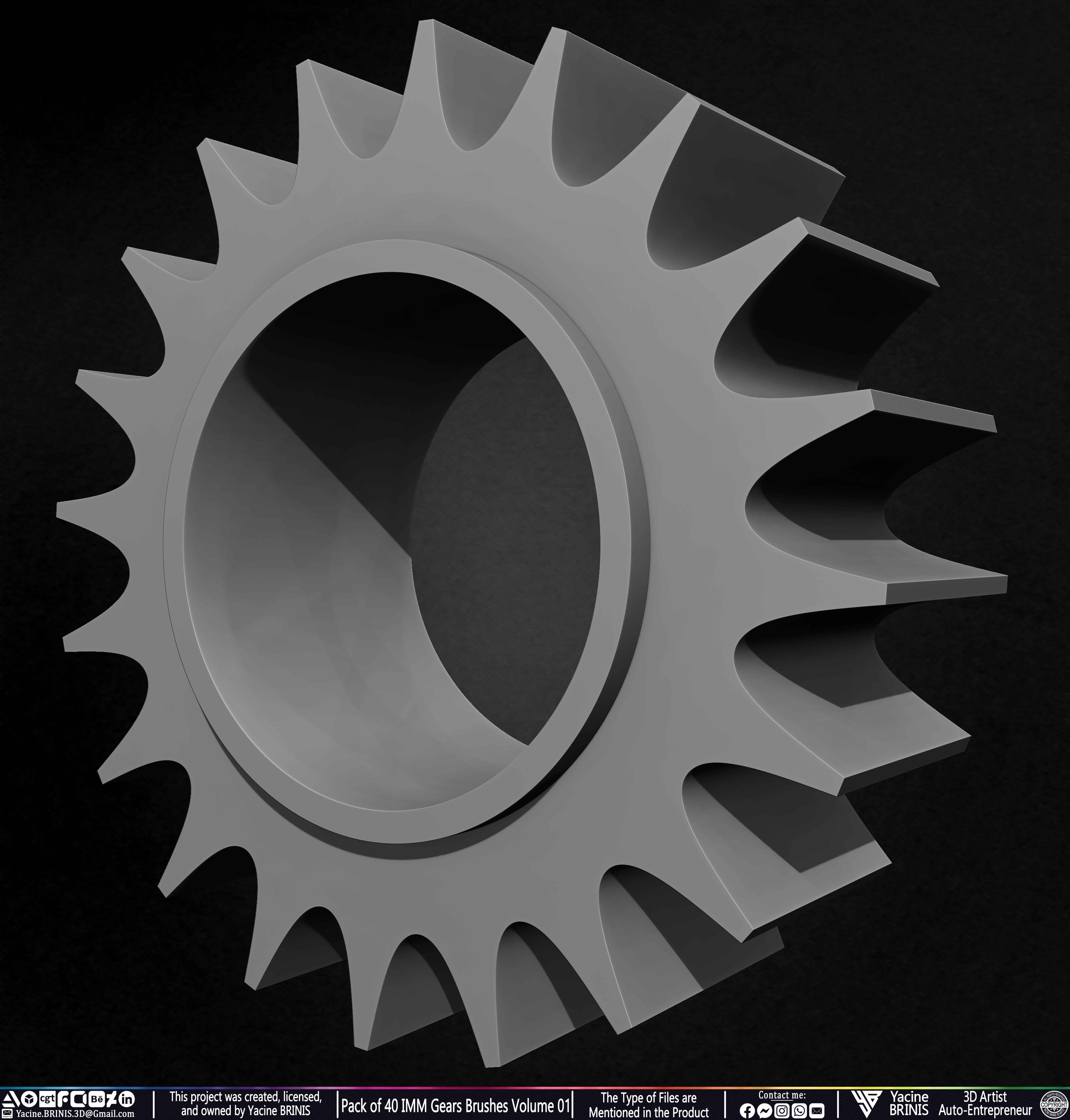 Pack of 40 IMM Gears Brushes and Kitbash Volume 01 Sculpted by Yacine BRINIS Set 048