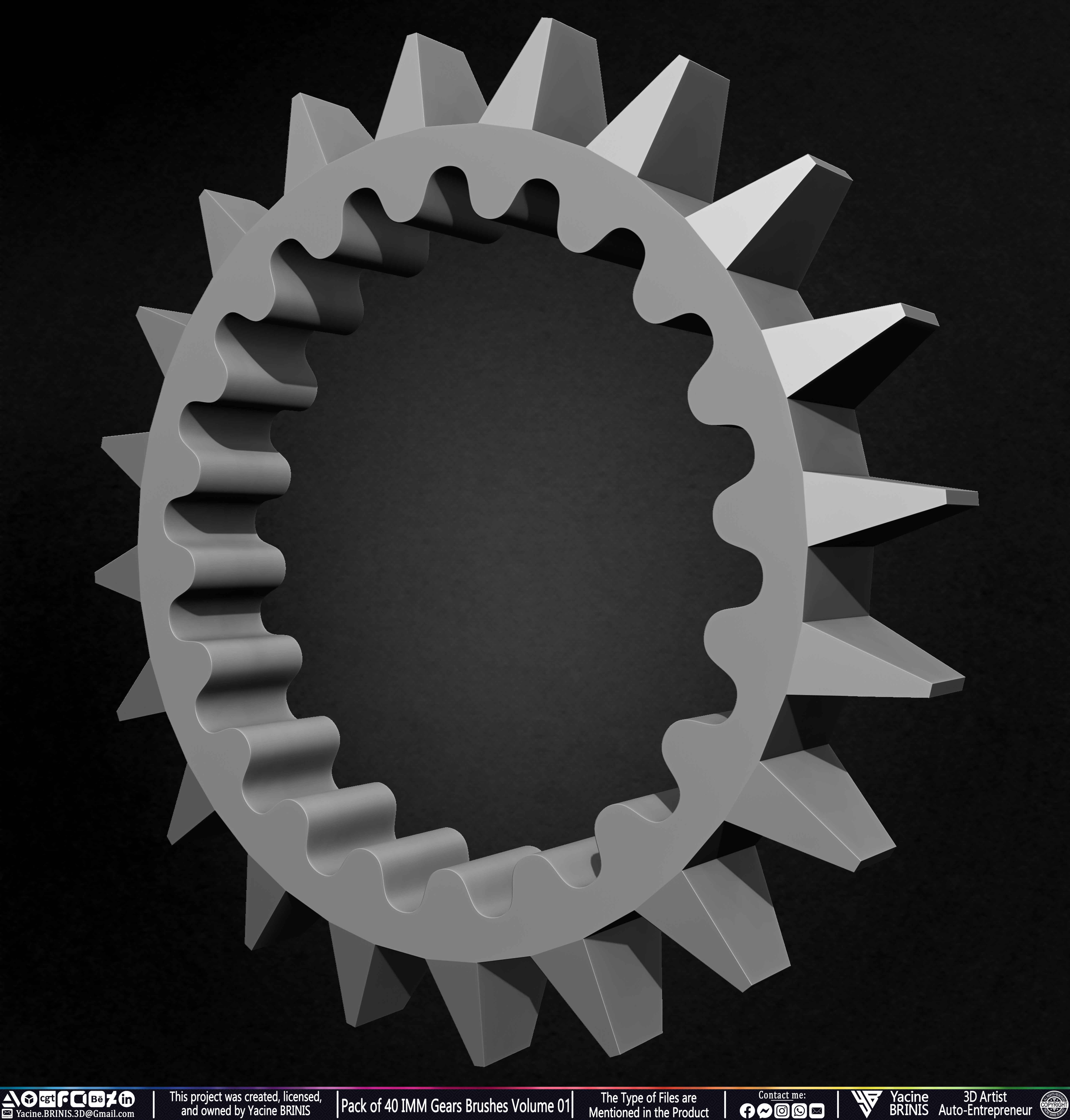 Pack of 40 IMM Gears Brushes and Kitbash Volume 01 Sculpted by Yacine BRINIS Set 049