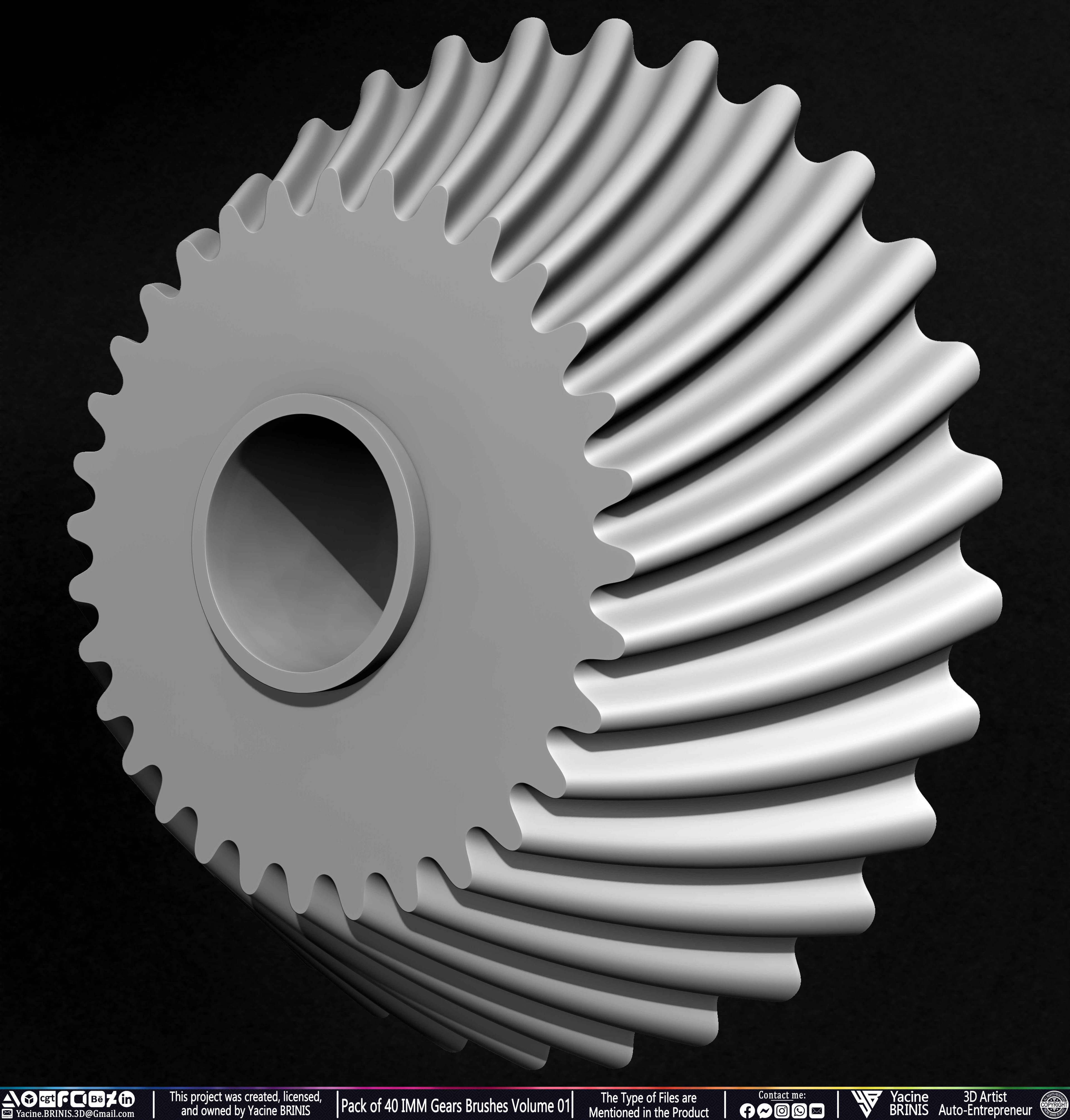 Pack of 40 IMM Gears Brushes and Kitbash Volume 01 Sculpted by Yacine BRINIS Set 053