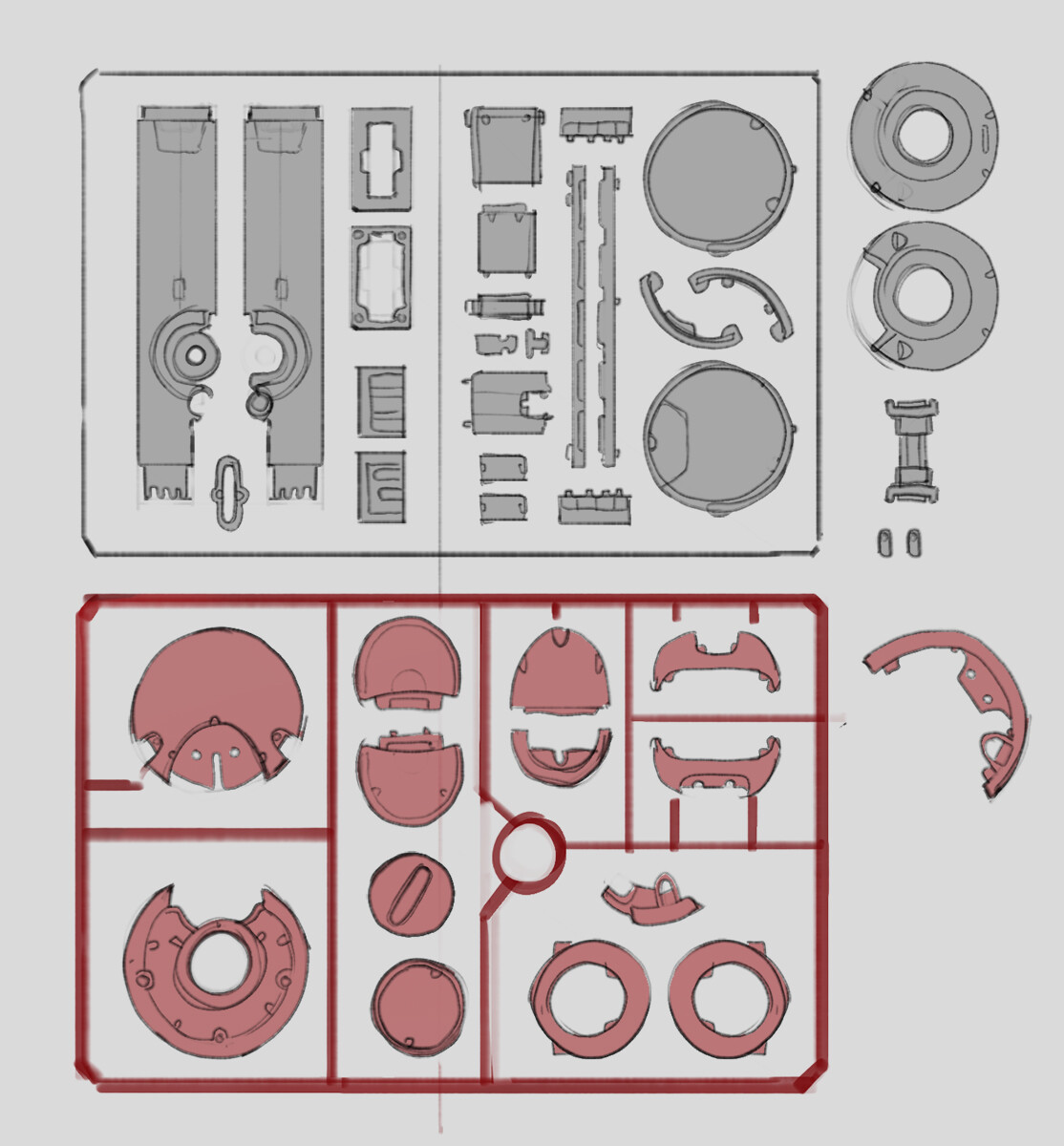 Never quite finished up this silly doodle of Gunpla Destroyer sprues