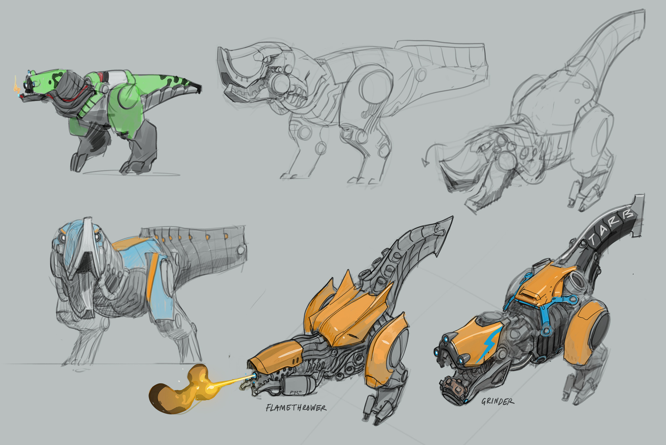 I had done the original Rex sketch for the Thundergiant, but we knew there would be another melee unit coming down the line that it would be better to save a big chompy dinosaur design for.