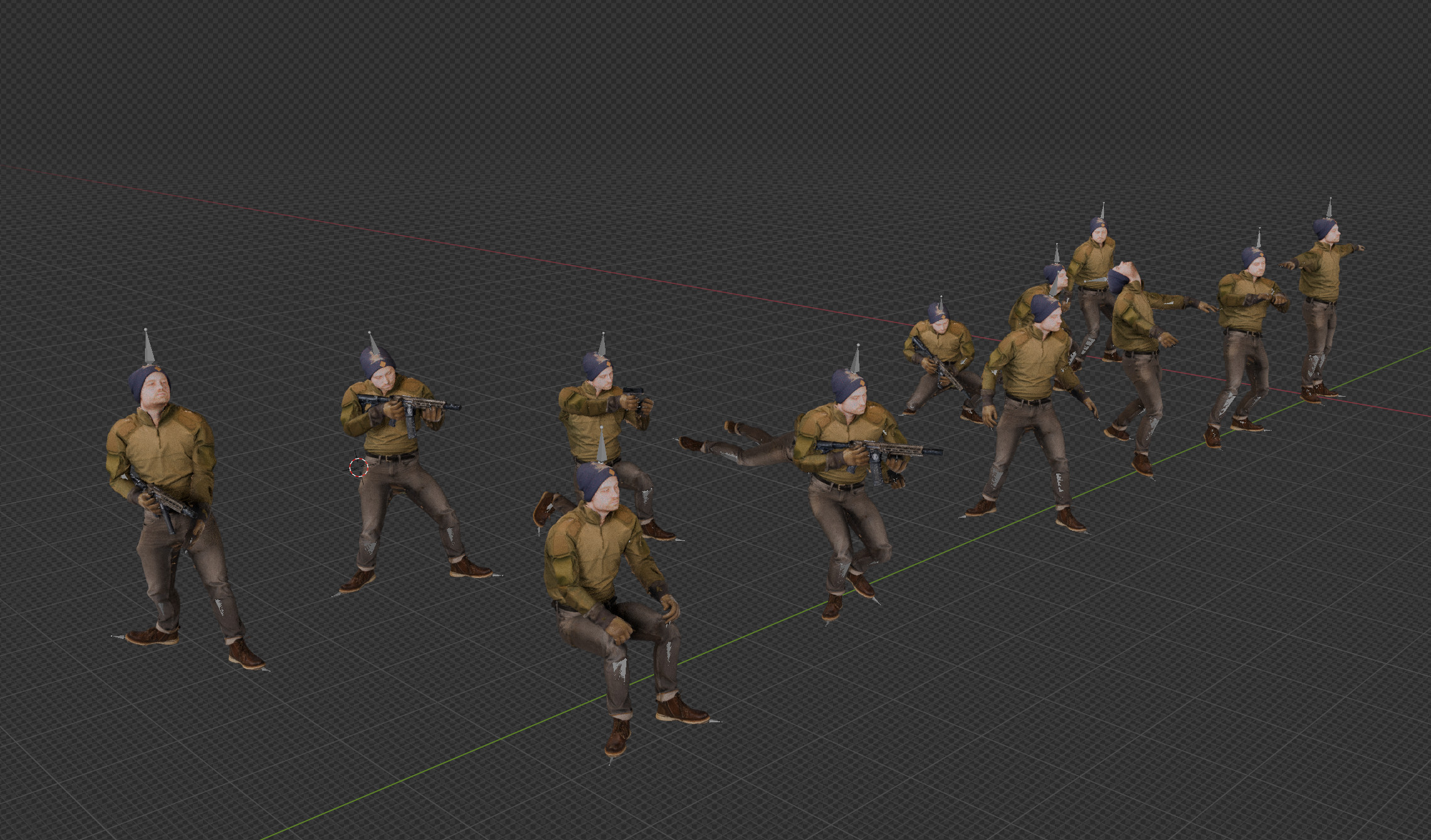 rigged and posed character scans