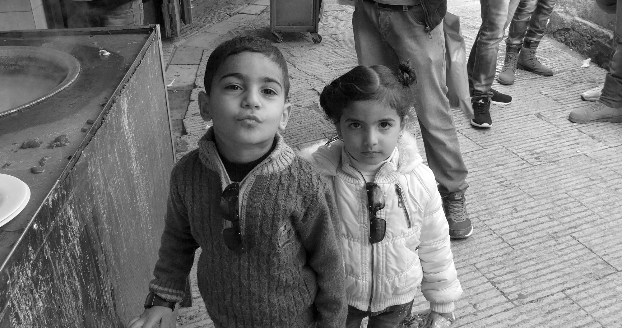 Brother and sister. Nablus, Palestine.