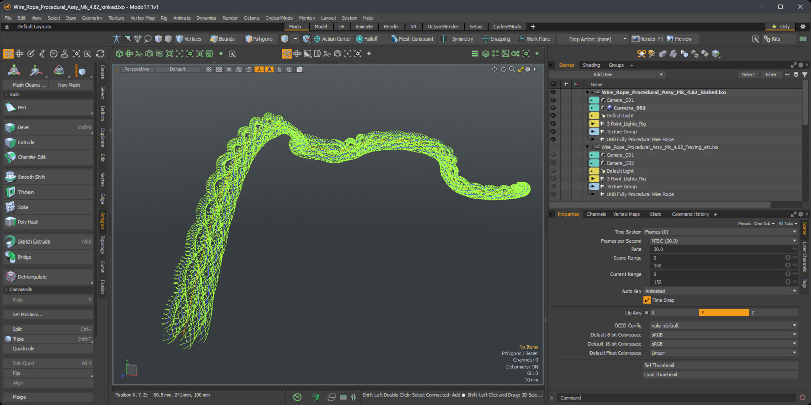 Procedural Wire rope modelling to create those illustrations: Kinked