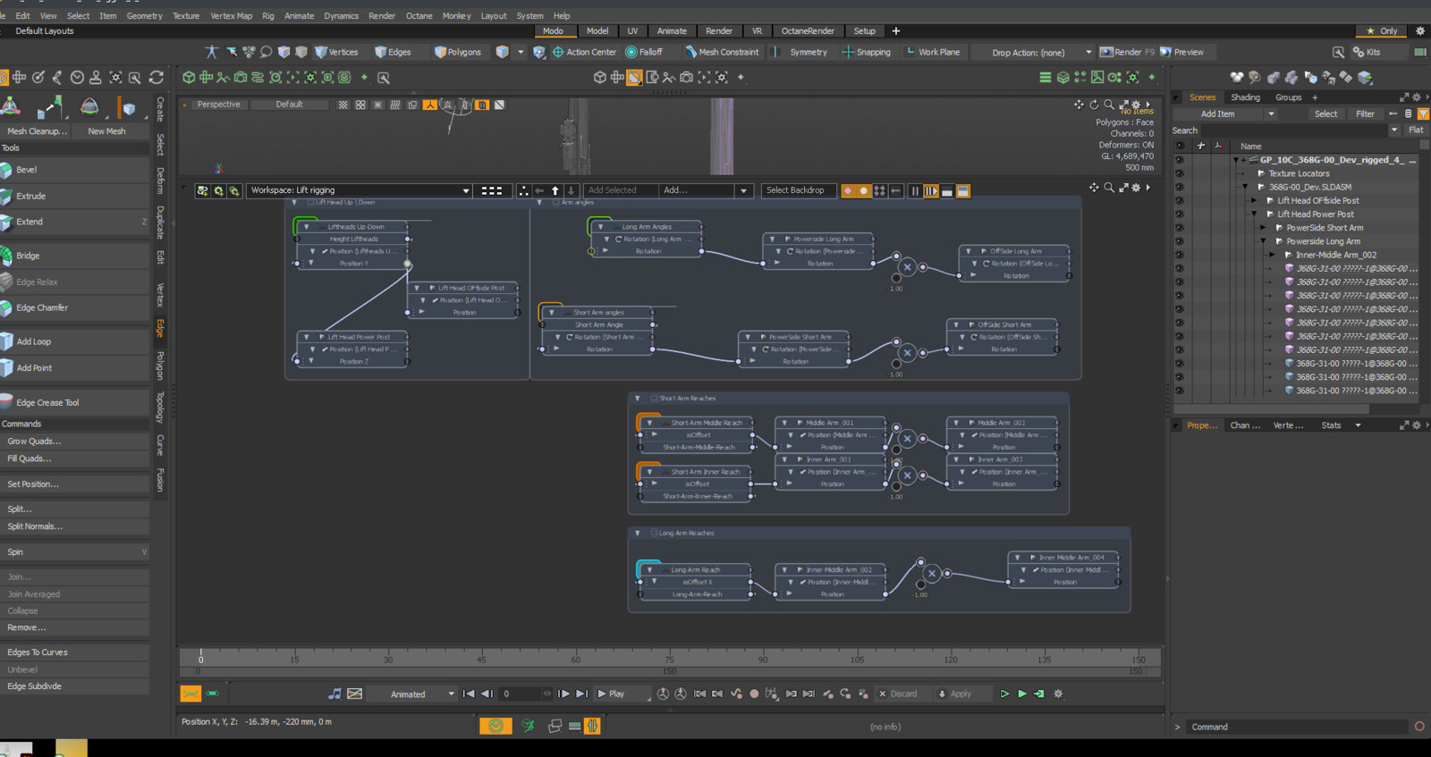 Back-of-house screengrab of Schematic Node Graph of rigging - what I call "rigging sausages" captured as meta-documentation of the process.