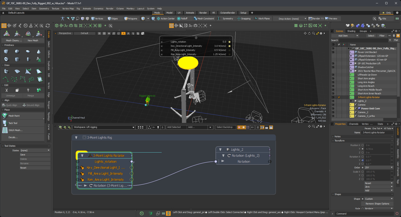 Back-of-house screengrab of Schematic Node Graph of rigging - what I call "rigging sausages" captured as meta-documentation of the process.