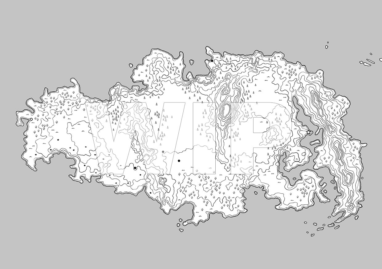Refined the landmass after feedback and added the lineart