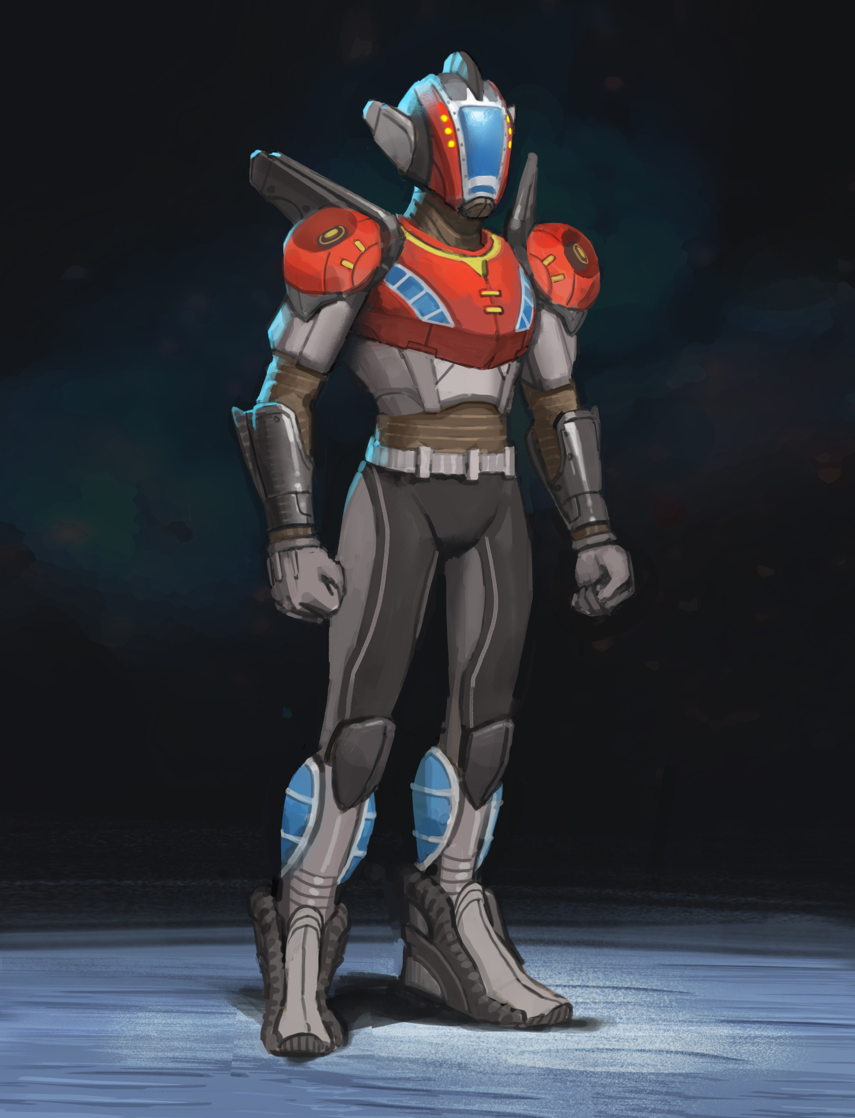 Humans wear high-tech suits to protect themselves from the dangers of alien worlds.