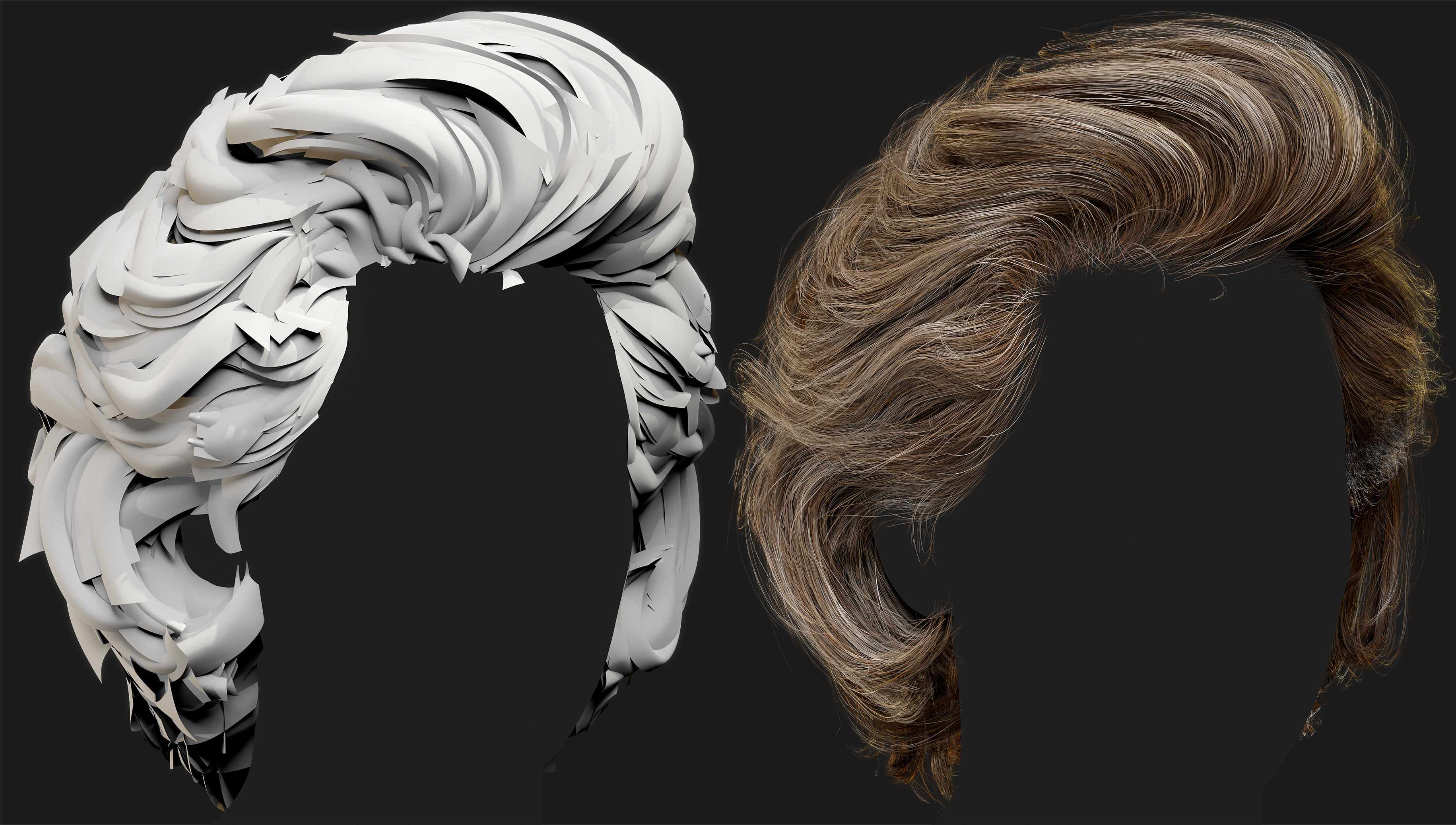 Clay render and Hair comparison
